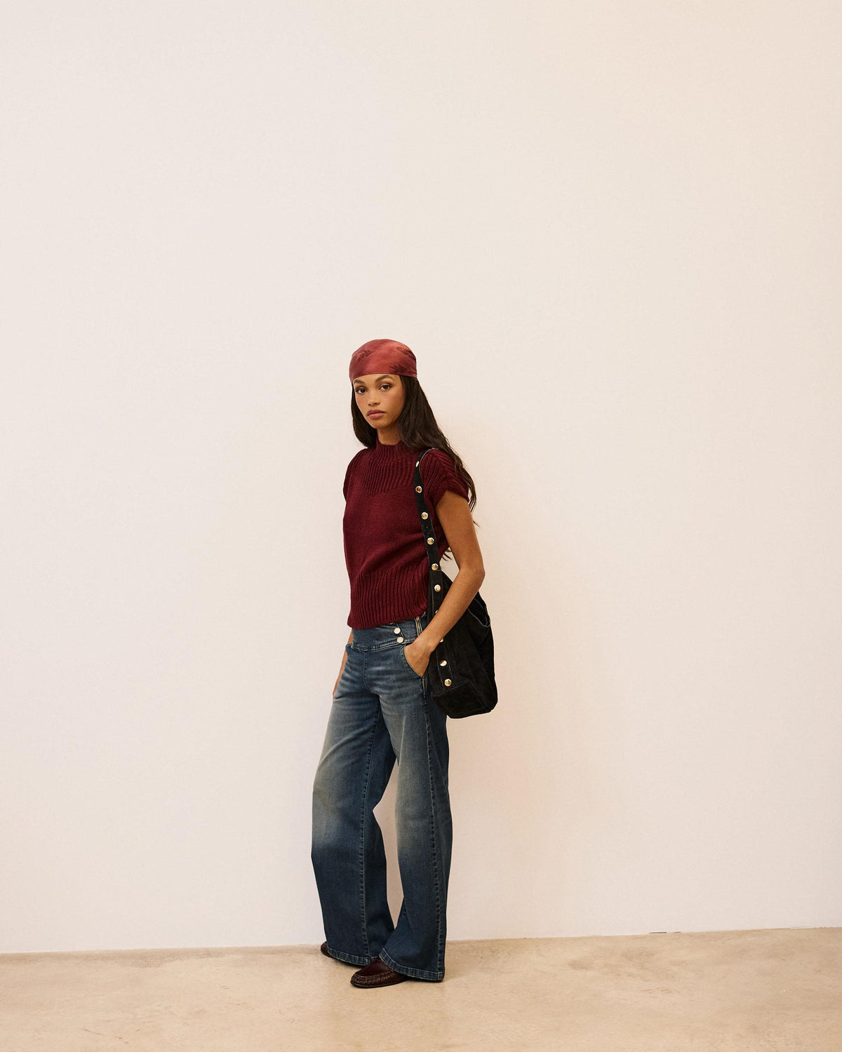 Jeans Cinturilla Botones Azul