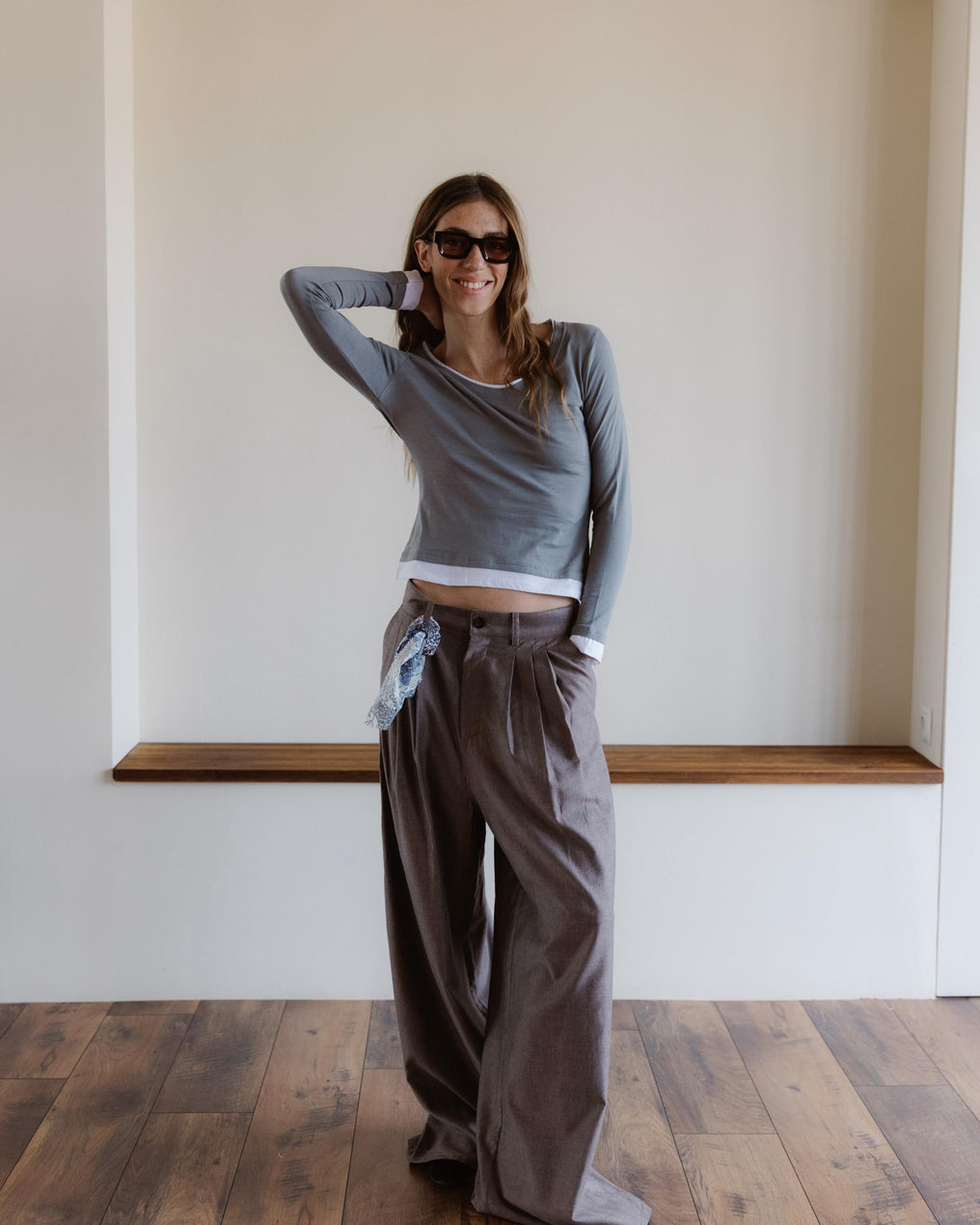 Camiseta Efecto Doble Gris