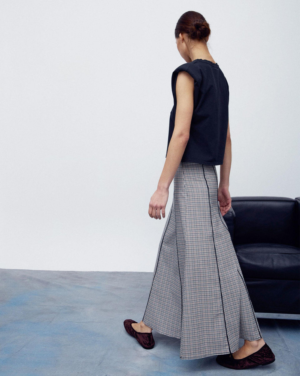 Falda Cuadros Nervios Contraste Negro