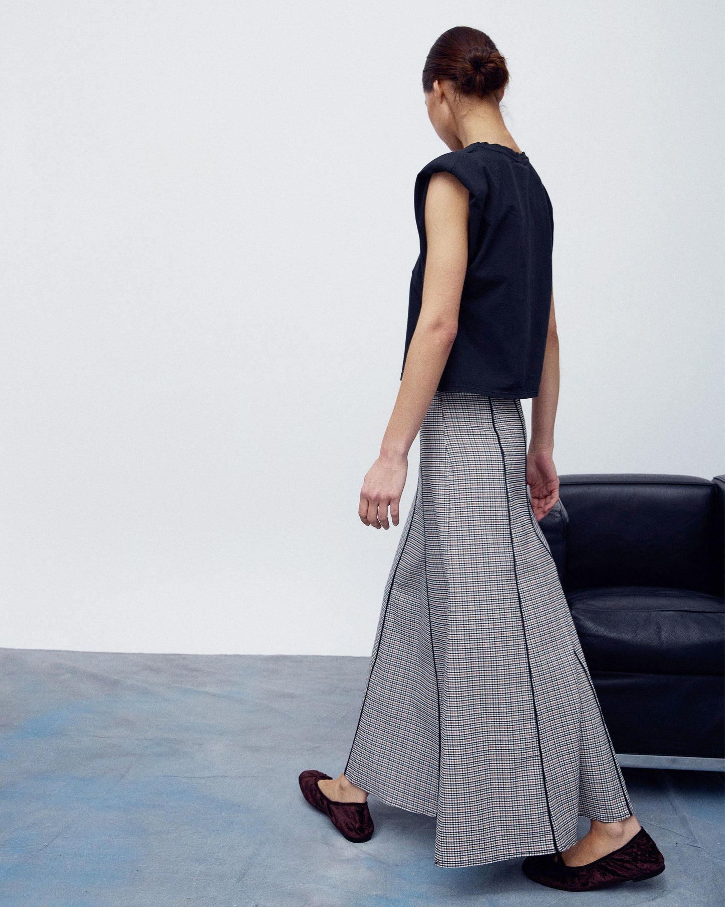 Falda Cuadros Nervios Contraste Negro