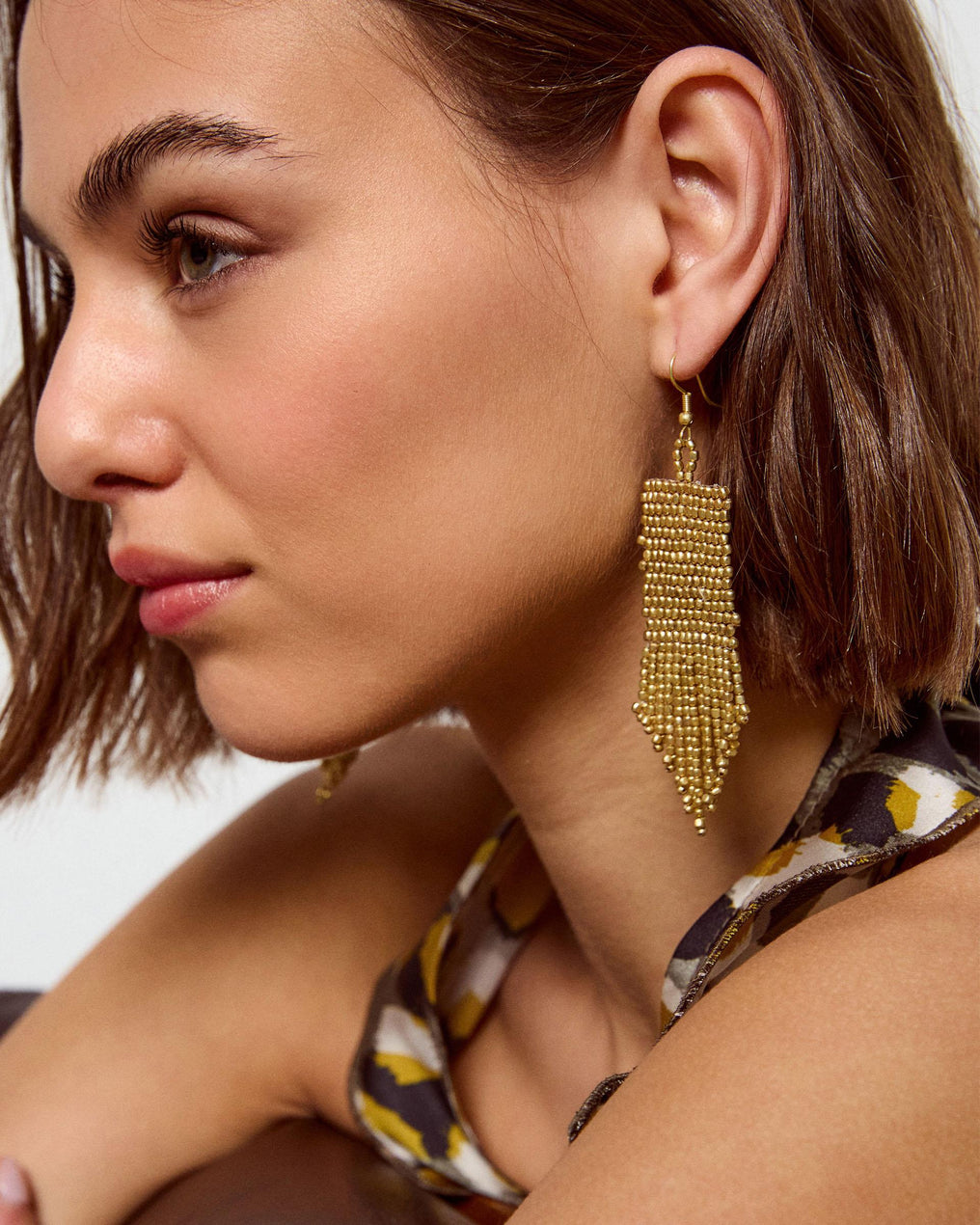 Pendientes Etnicos Flecos Oro