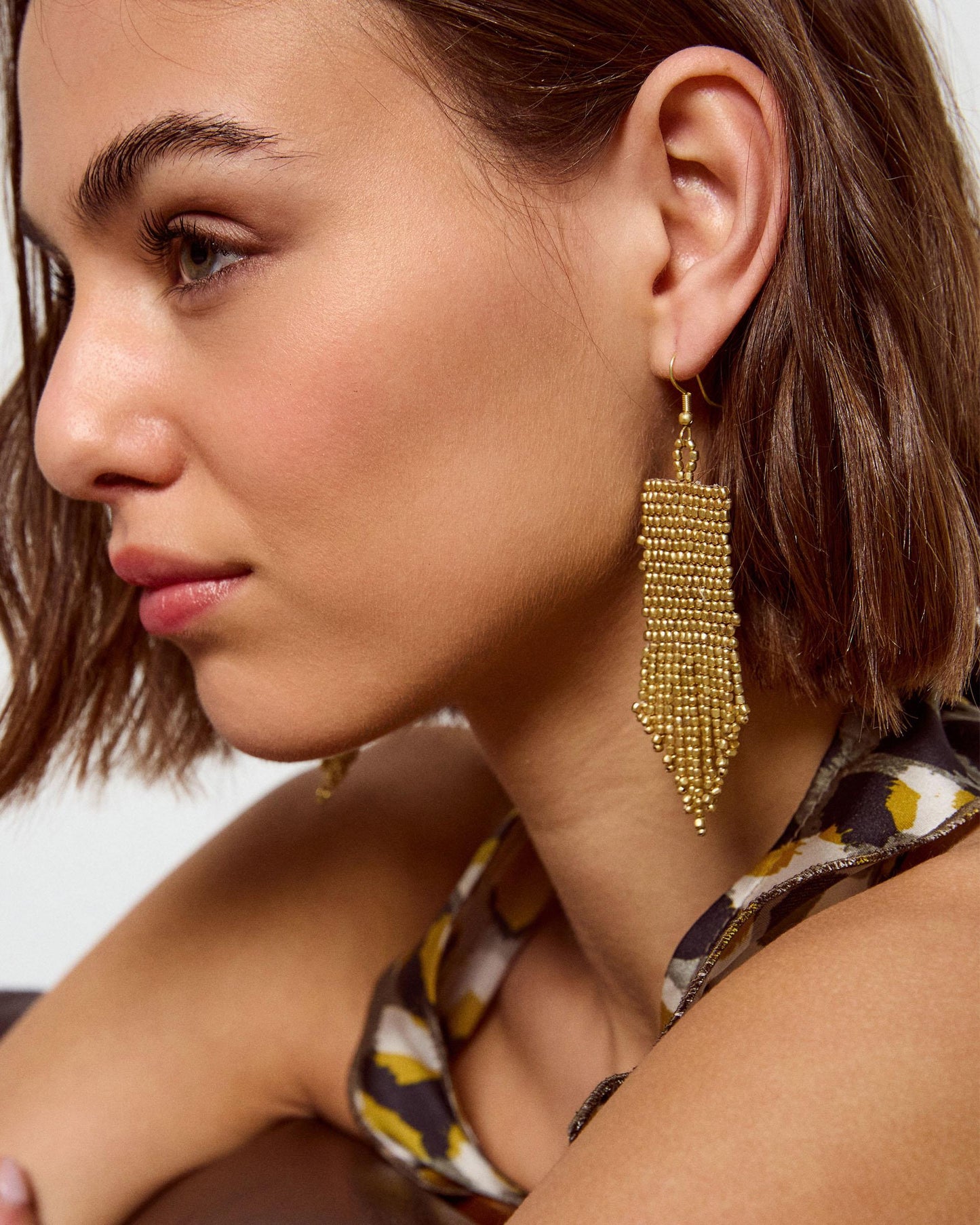 Pendientes Etnicos Flecos Oro