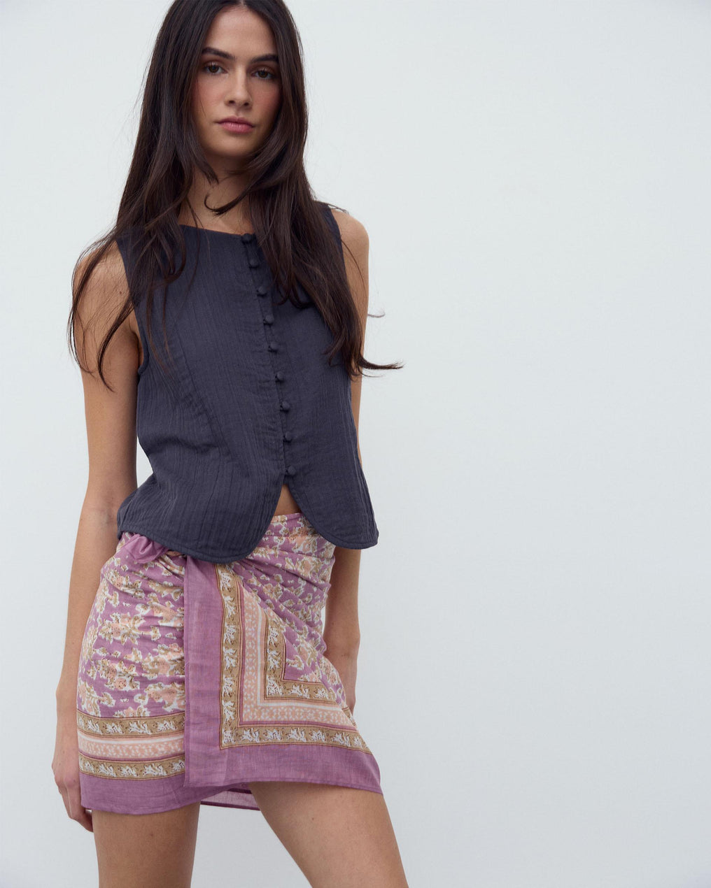 Pareo Estampado Flores Cenefa Rosa