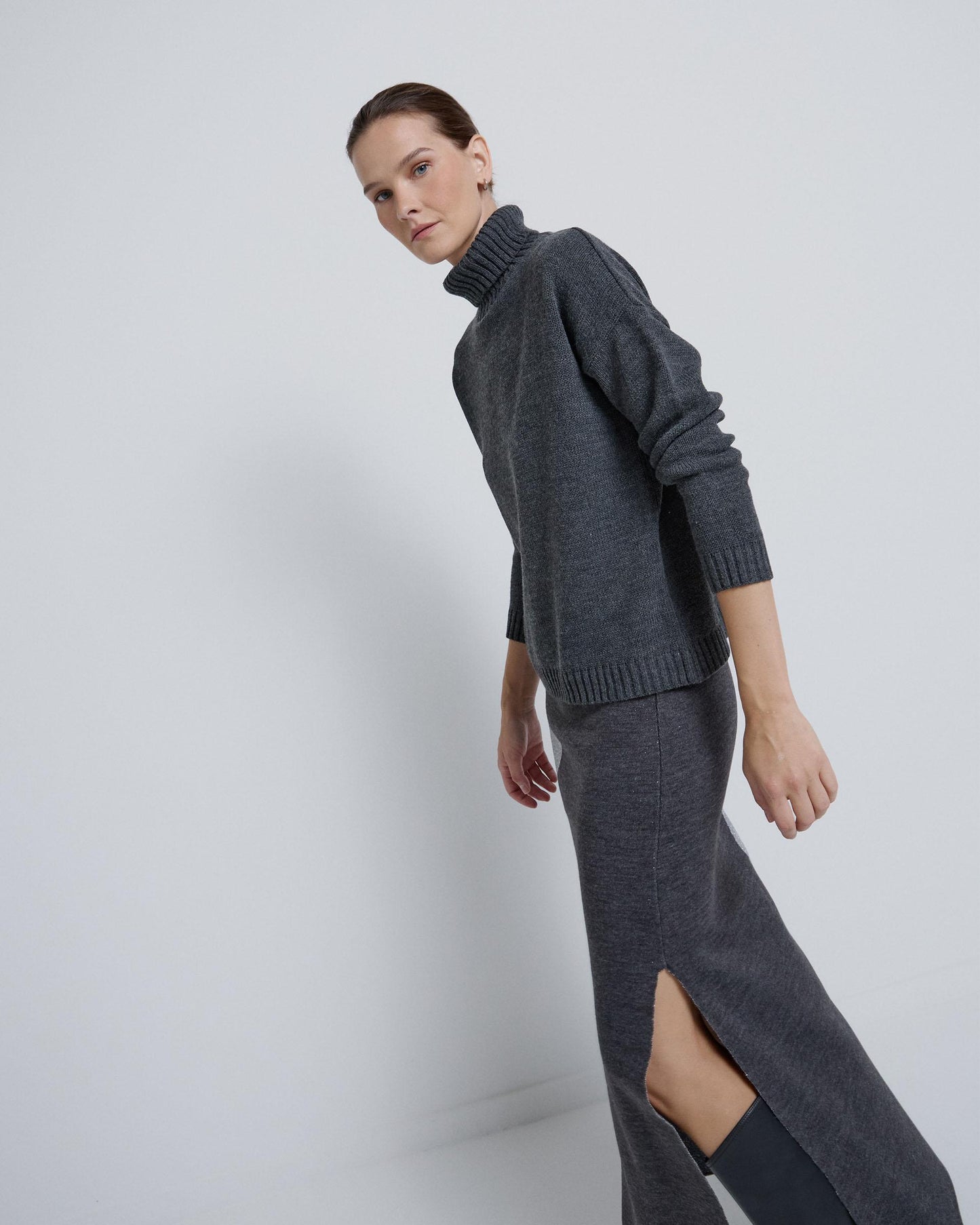 Falda Larga Flor Antracita