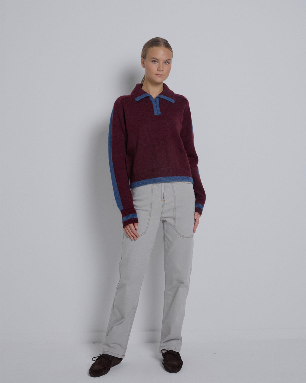 Gray Hook Closure Jeans