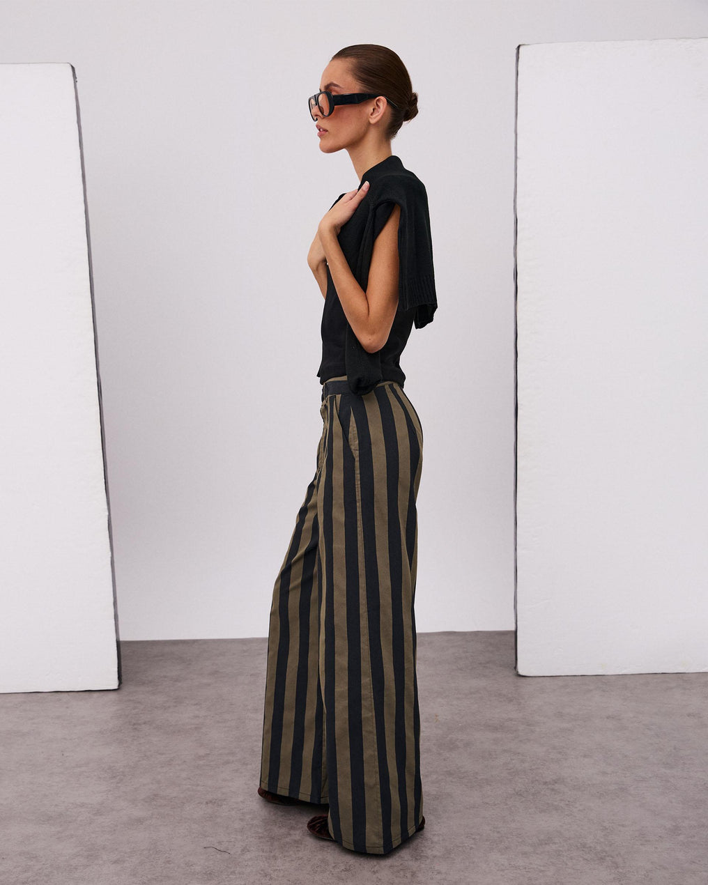 Pantalón Rayas Bicolor Negro