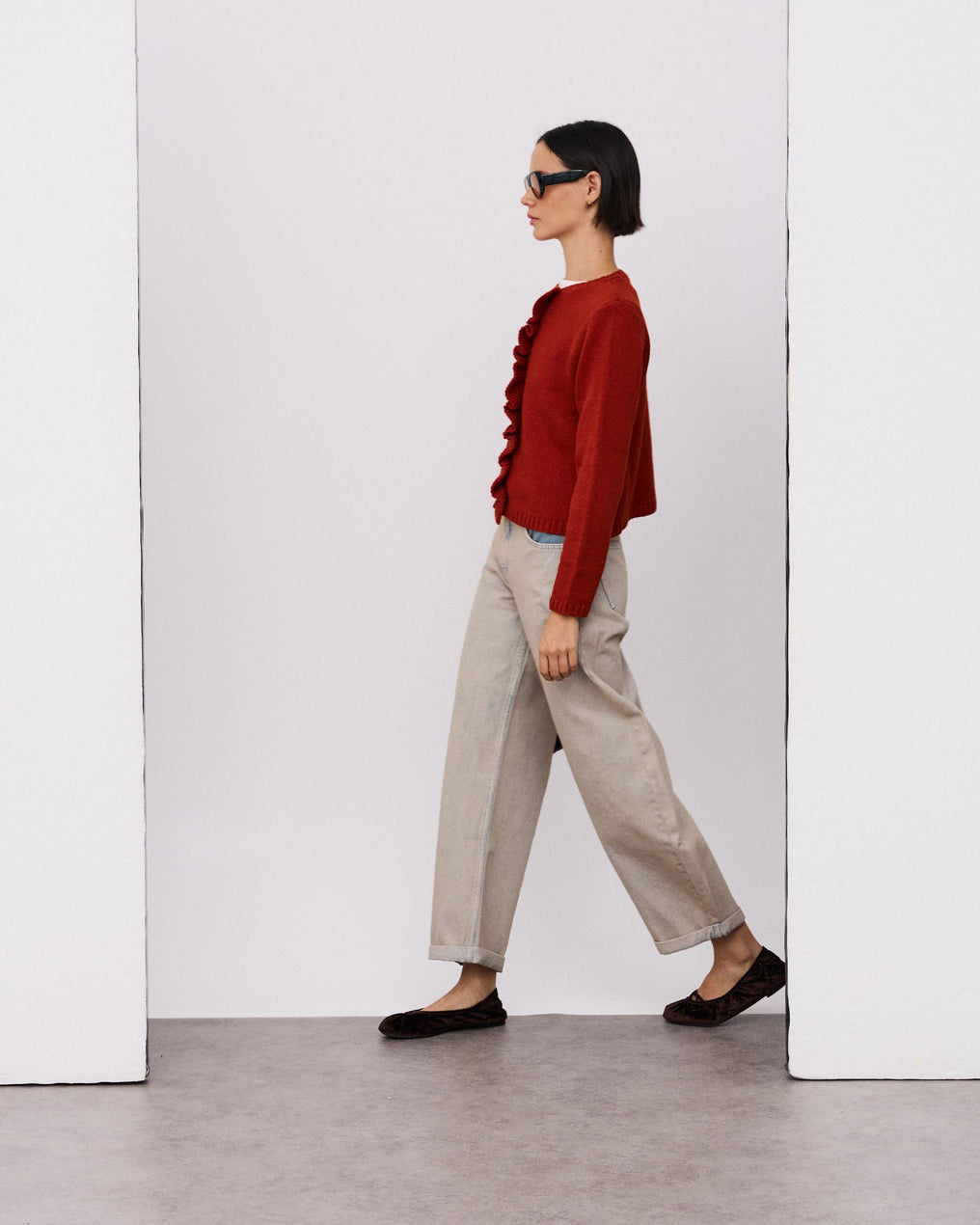 Cardigan Terracotta à Volant