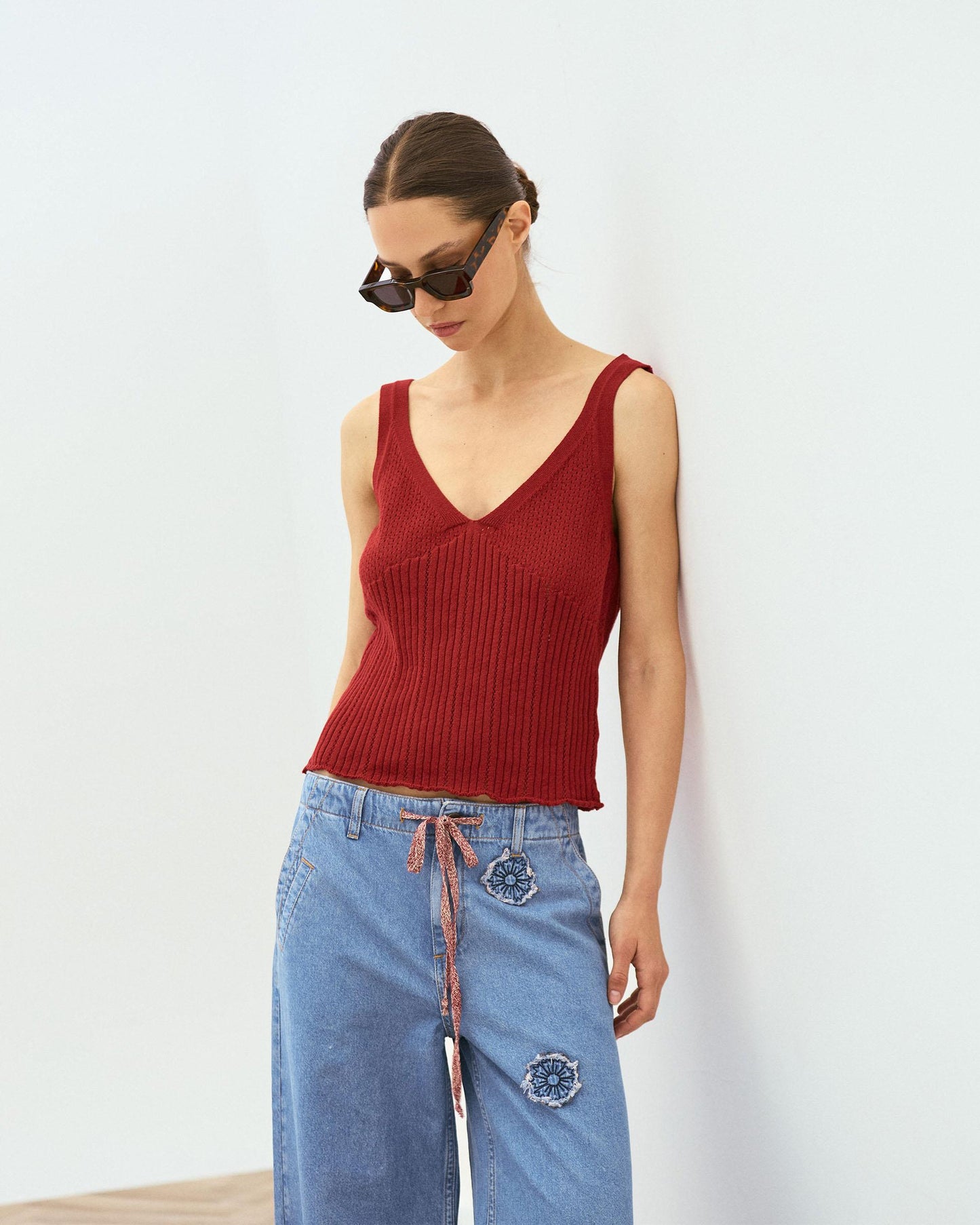 Red Ribbed Camisole