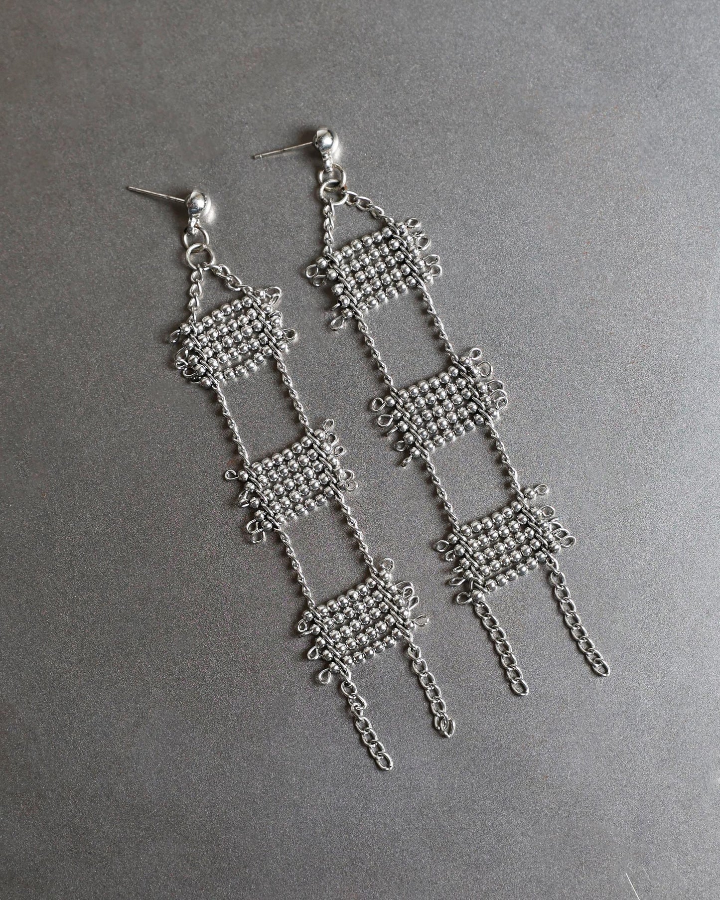 Silver Rectangular Earrings