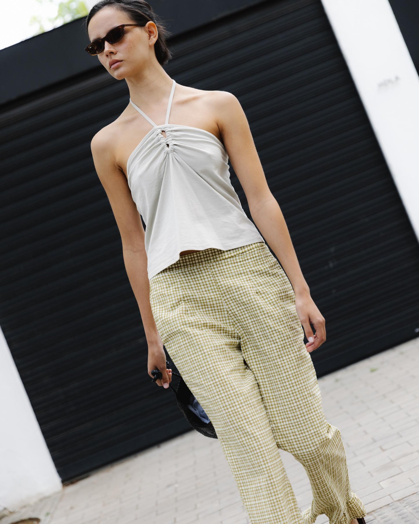 Pantalón Cuadros Volante Bajo Verde