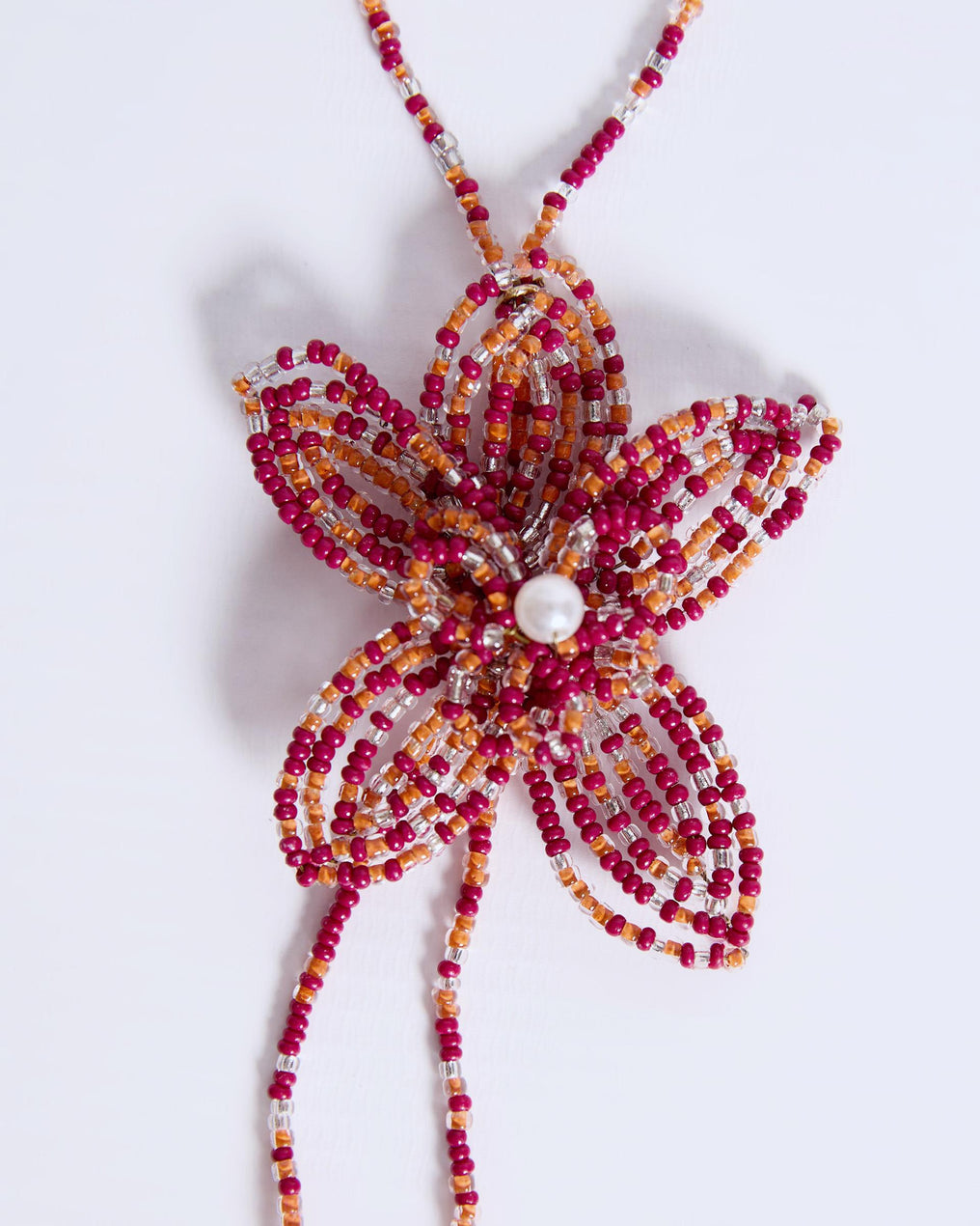 Collar Bolitas Flor Granate