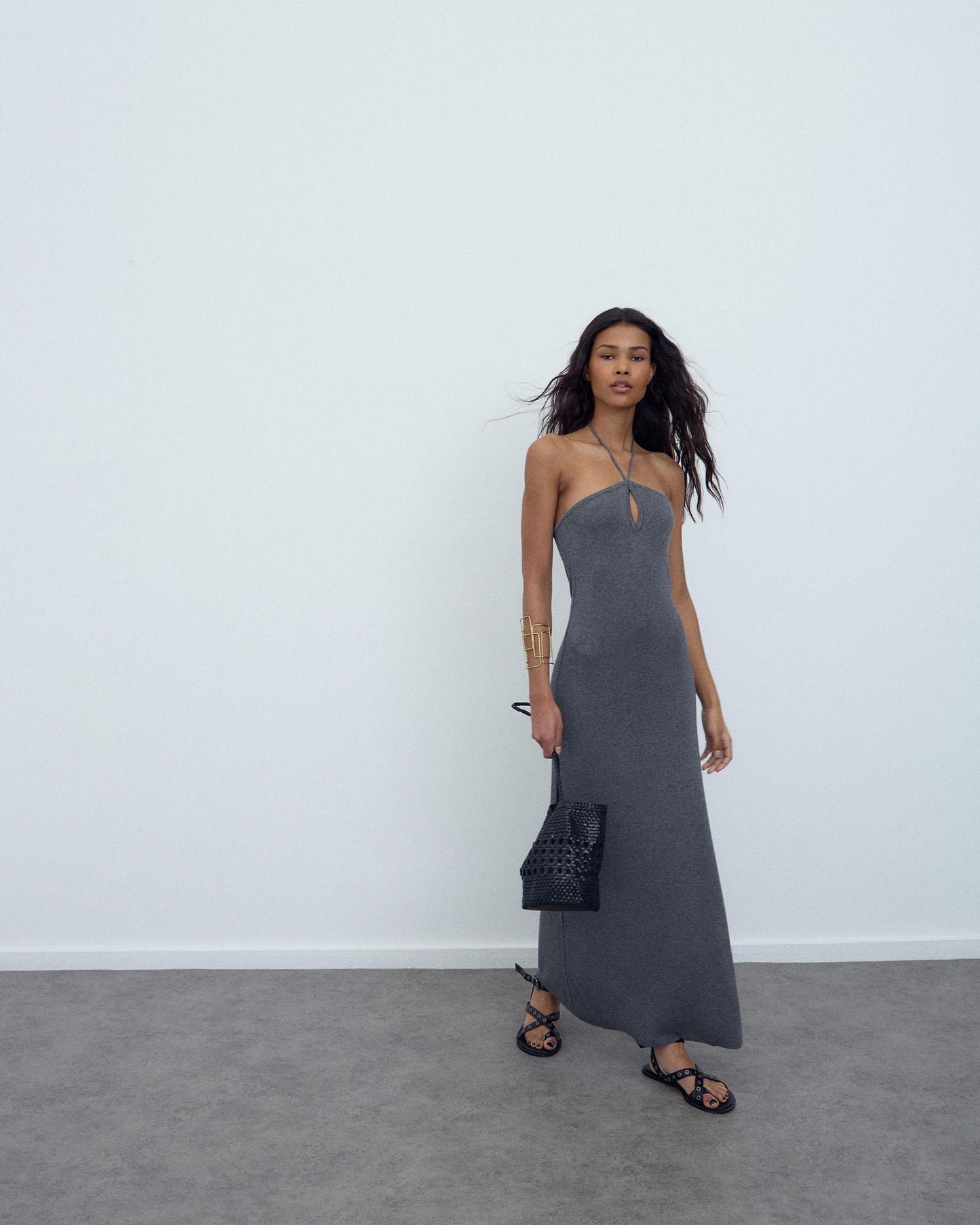 Robe Halter Maille Gris