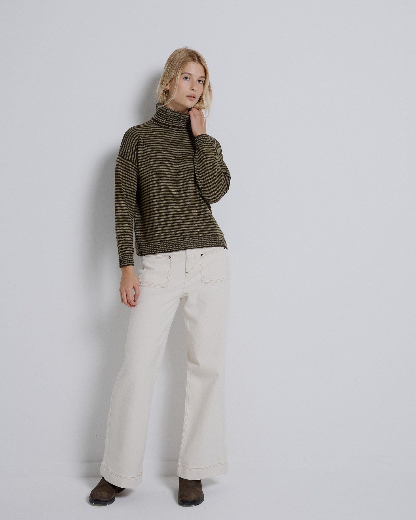 Jersey Cuello Alto Rayas Verde