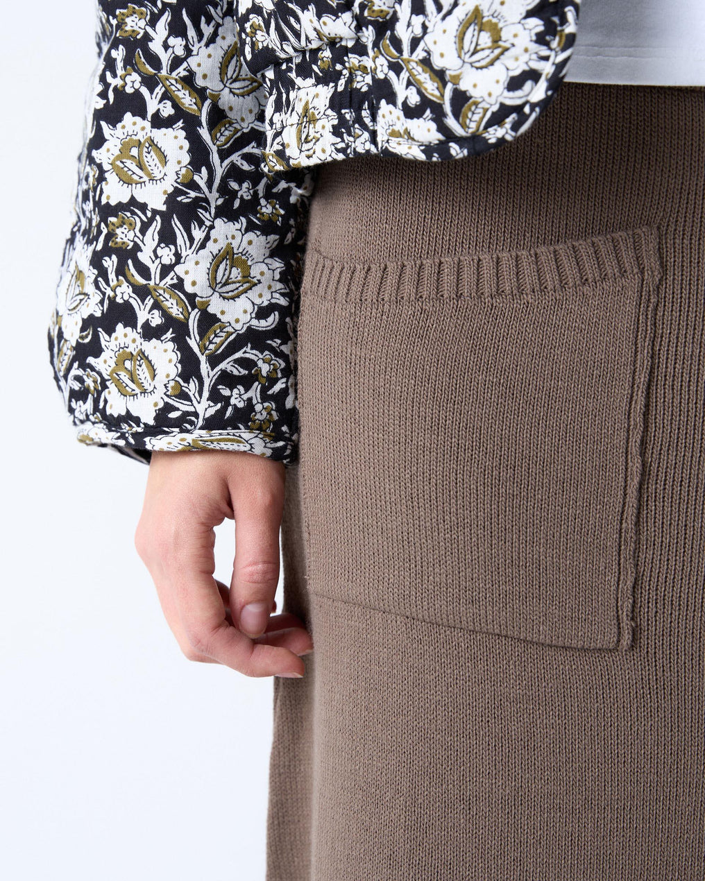 Taupe Knit Skirt with Pockets