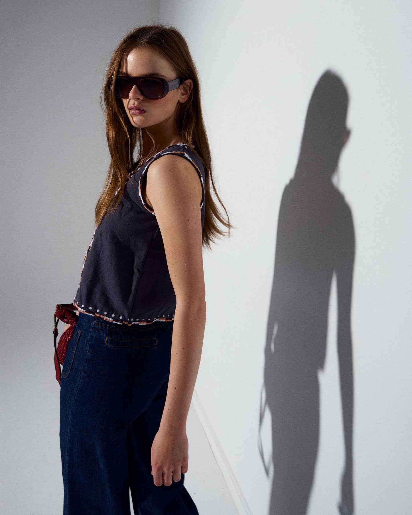 Top Canvas Bordado Etnico Antracita