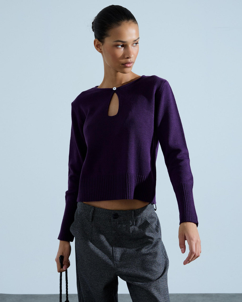 Jersey Abertura Botón Morado