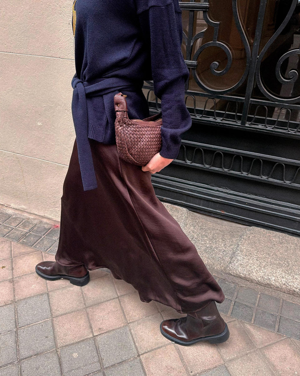 Saia Fluida Acetinada Castanho