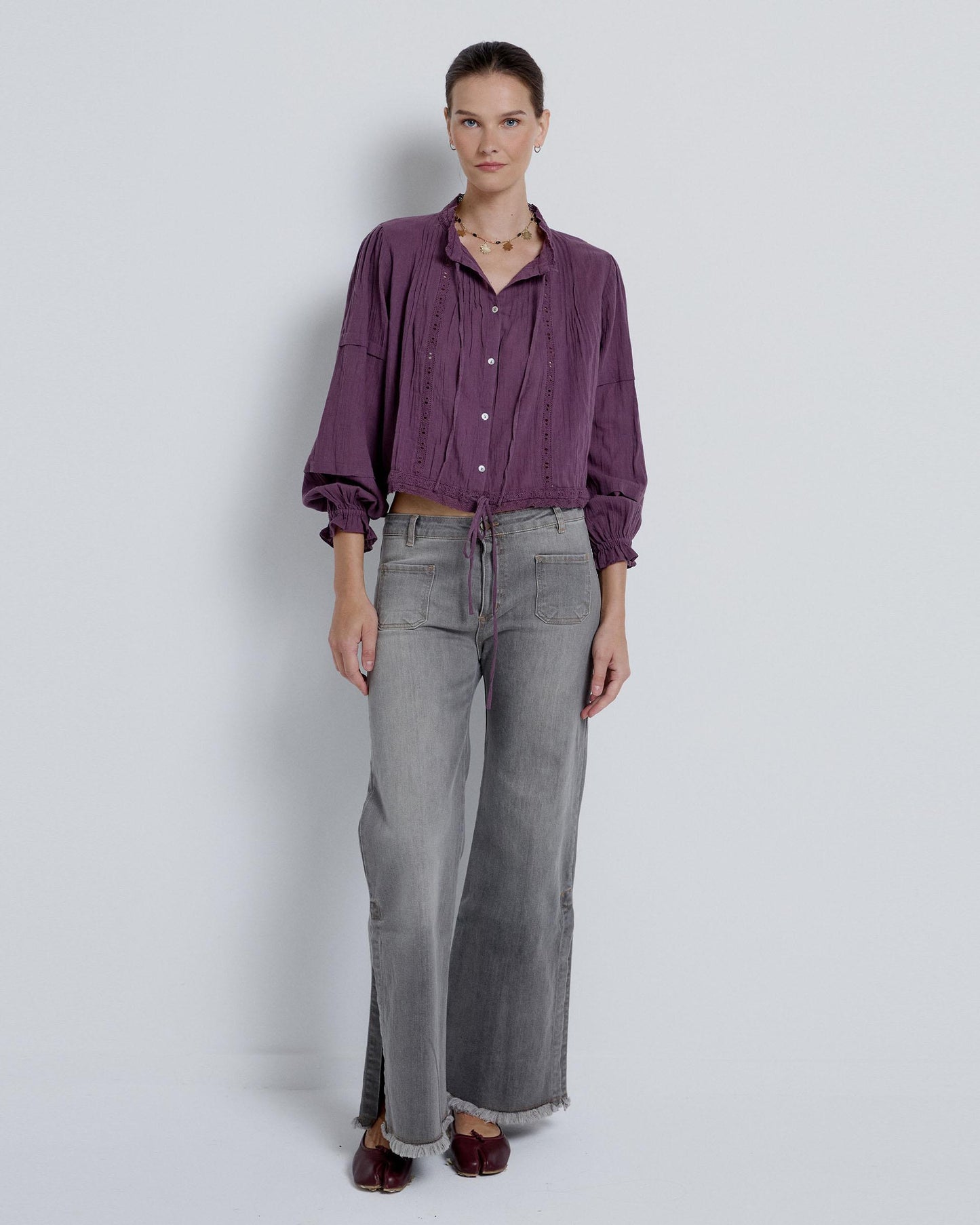 Blusa Puntillas Lazadas Morado