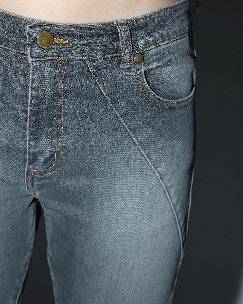 Gray Diagonal Cut Jeans