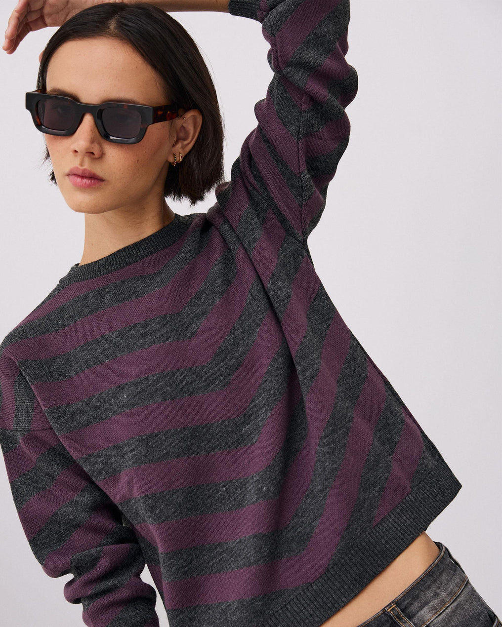 Jersey Cuello Redondo Rayas Pico Morado