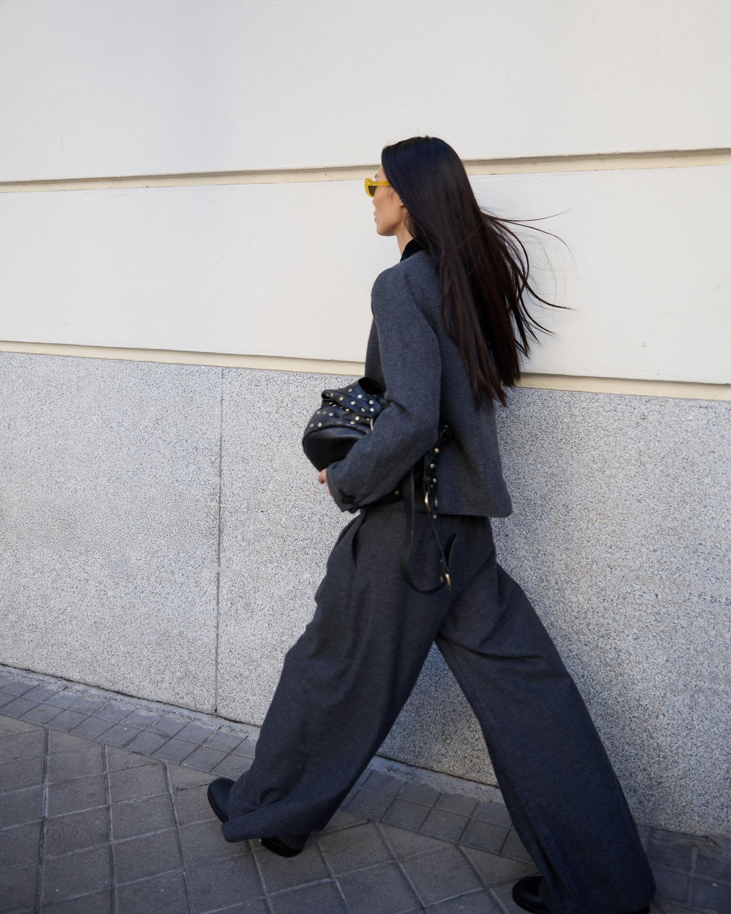 Gray Wool Blend Coat with Japanese Zippers