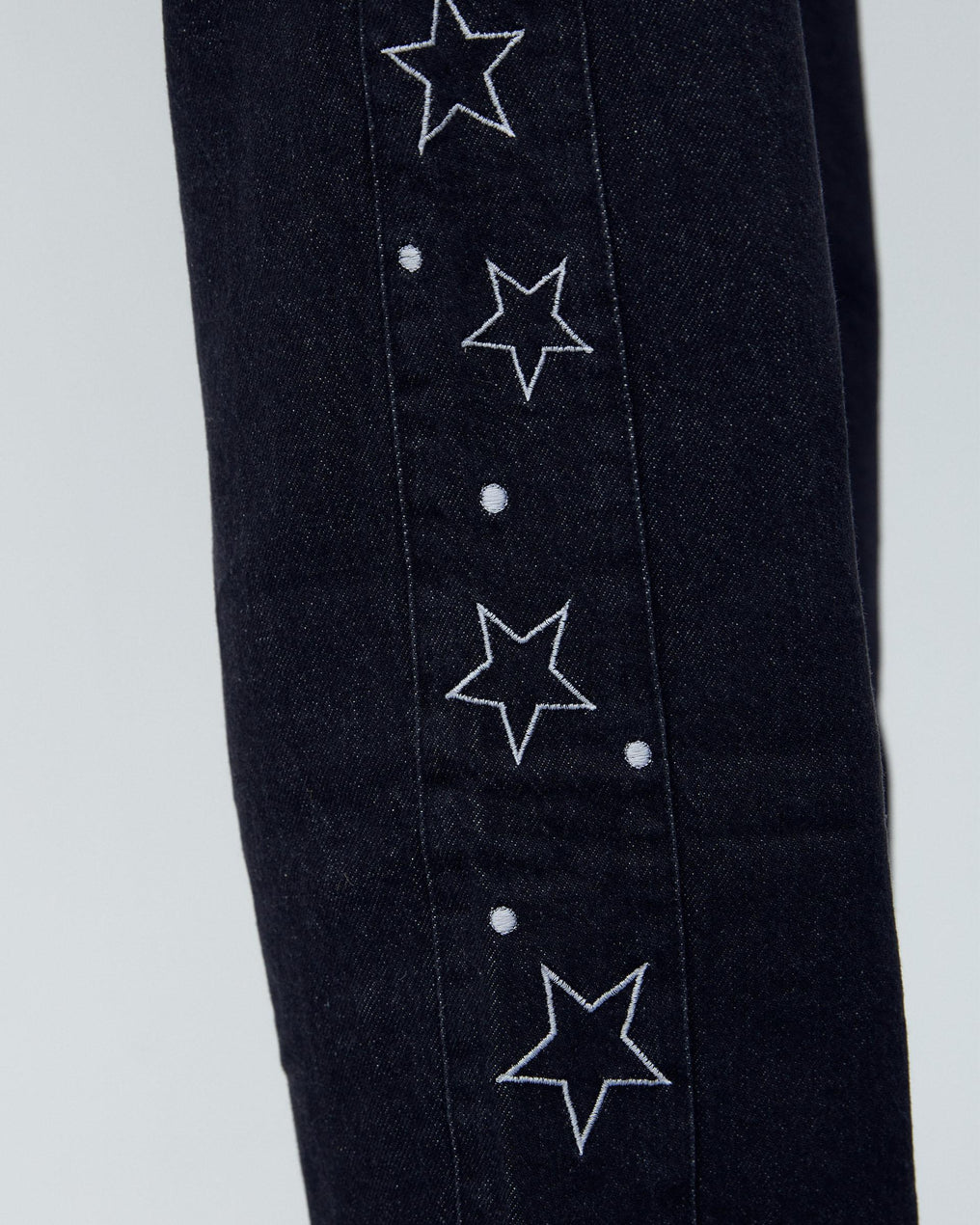 Jeans with Star Side Panel, Black