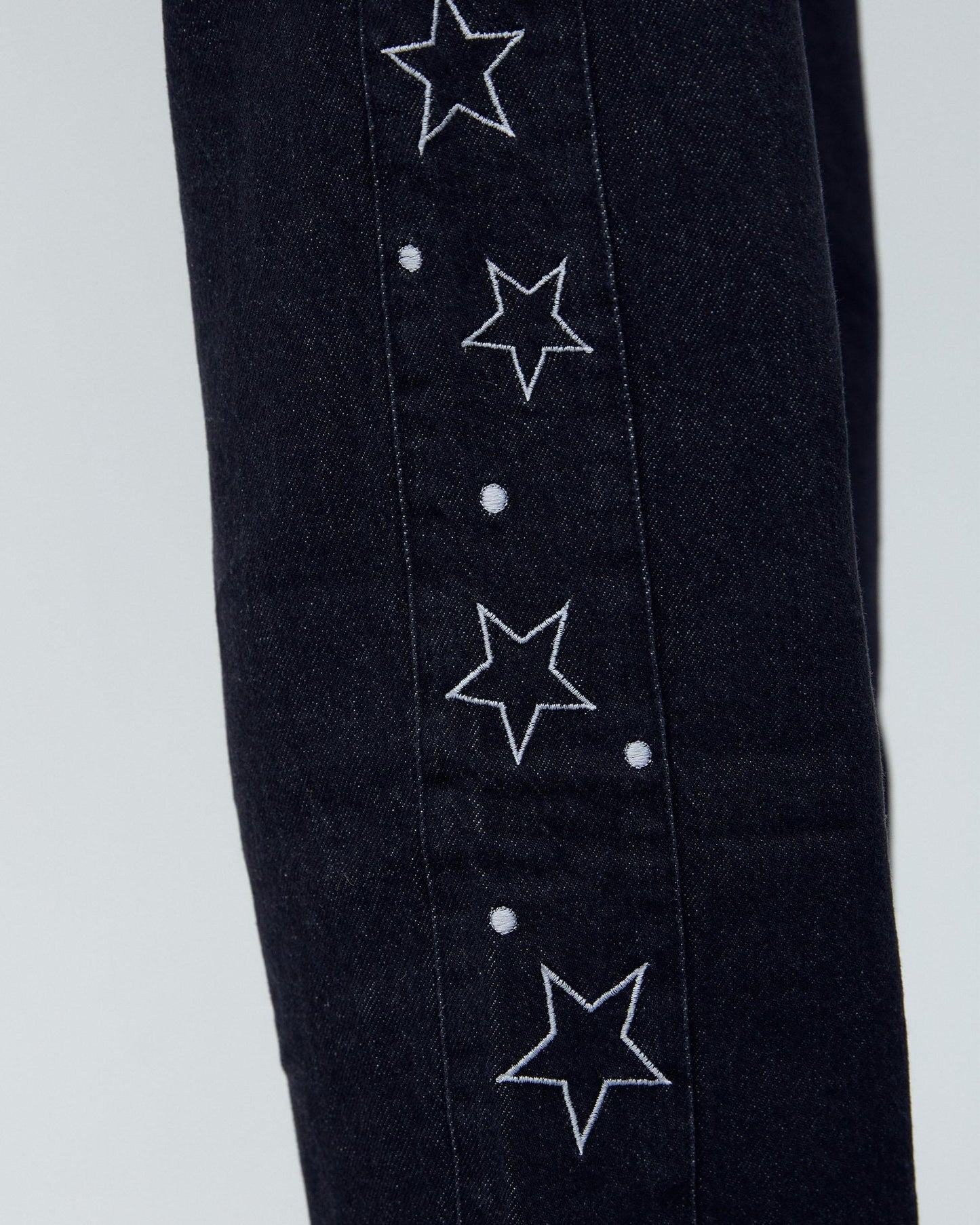 Jeans with Star Side Panel, Black