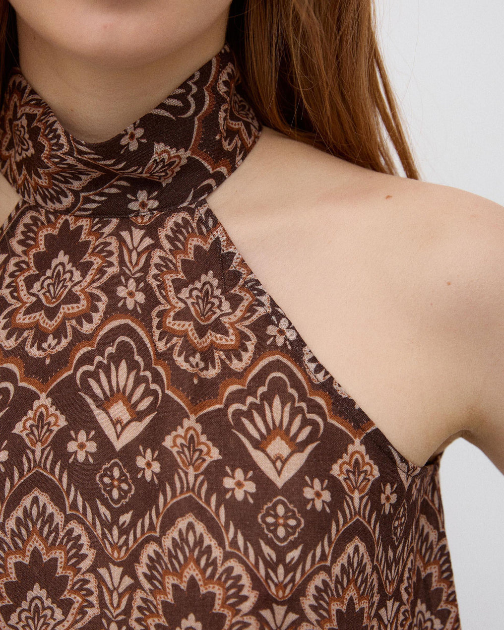 Top Halter Estampado Marrón
