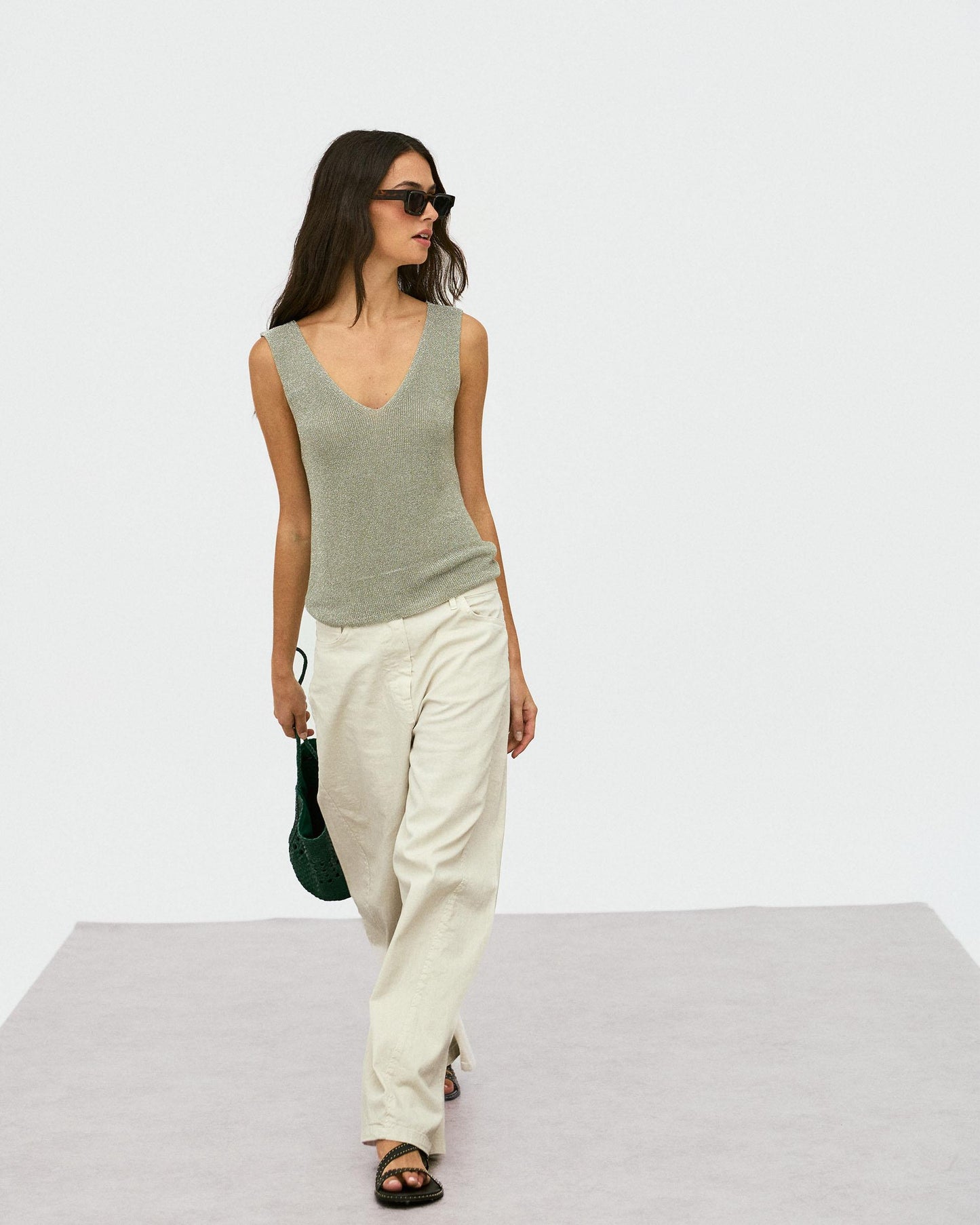 Top Bretelles Lurex Vert