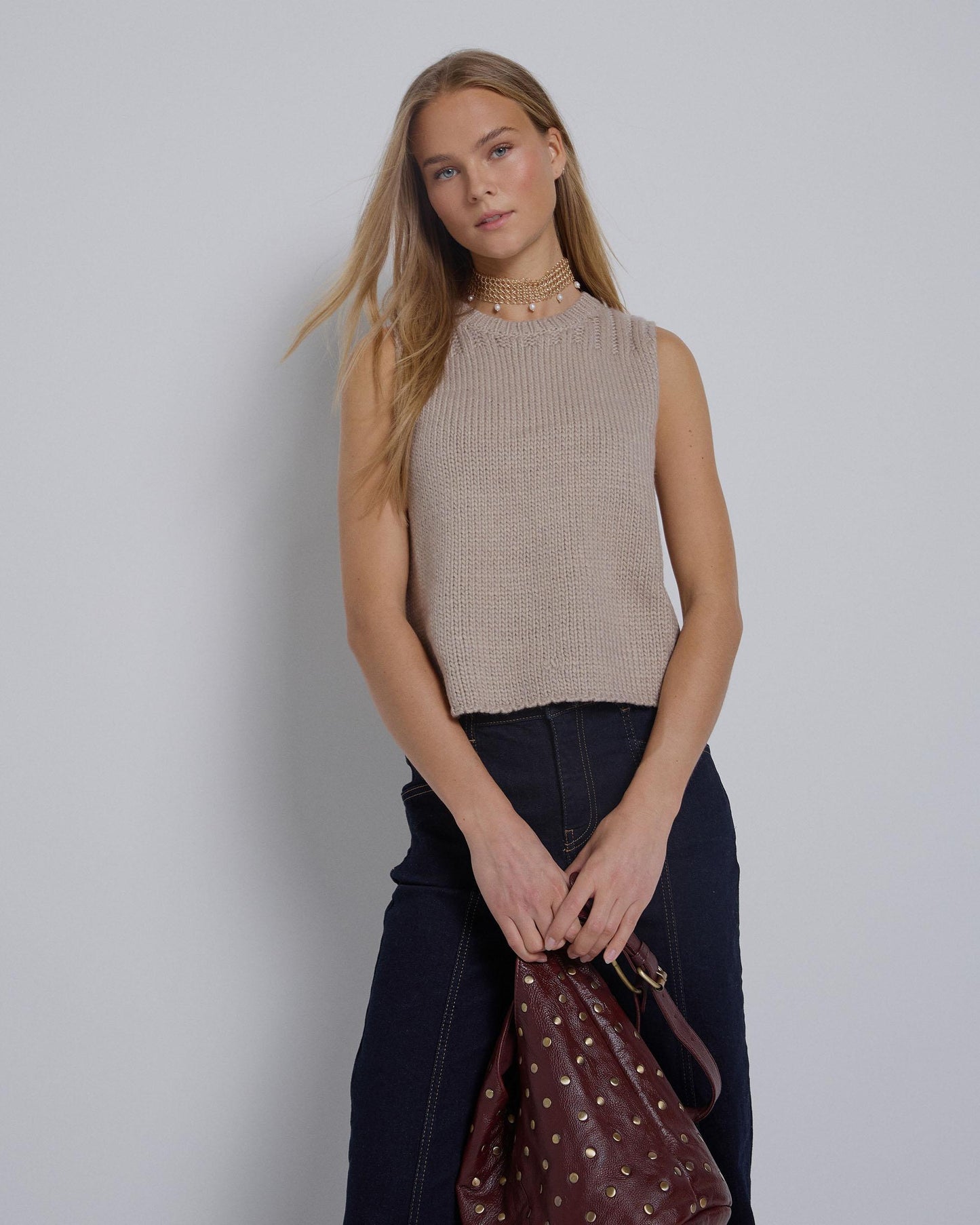 Beige Knit Vest