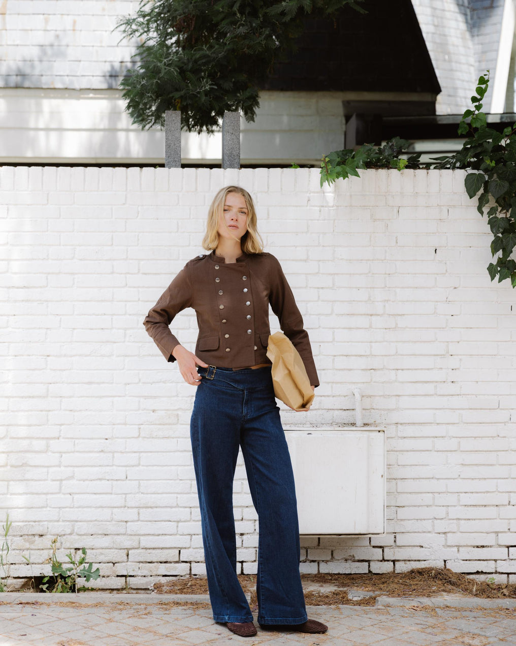 Brown Button Placket Jacket