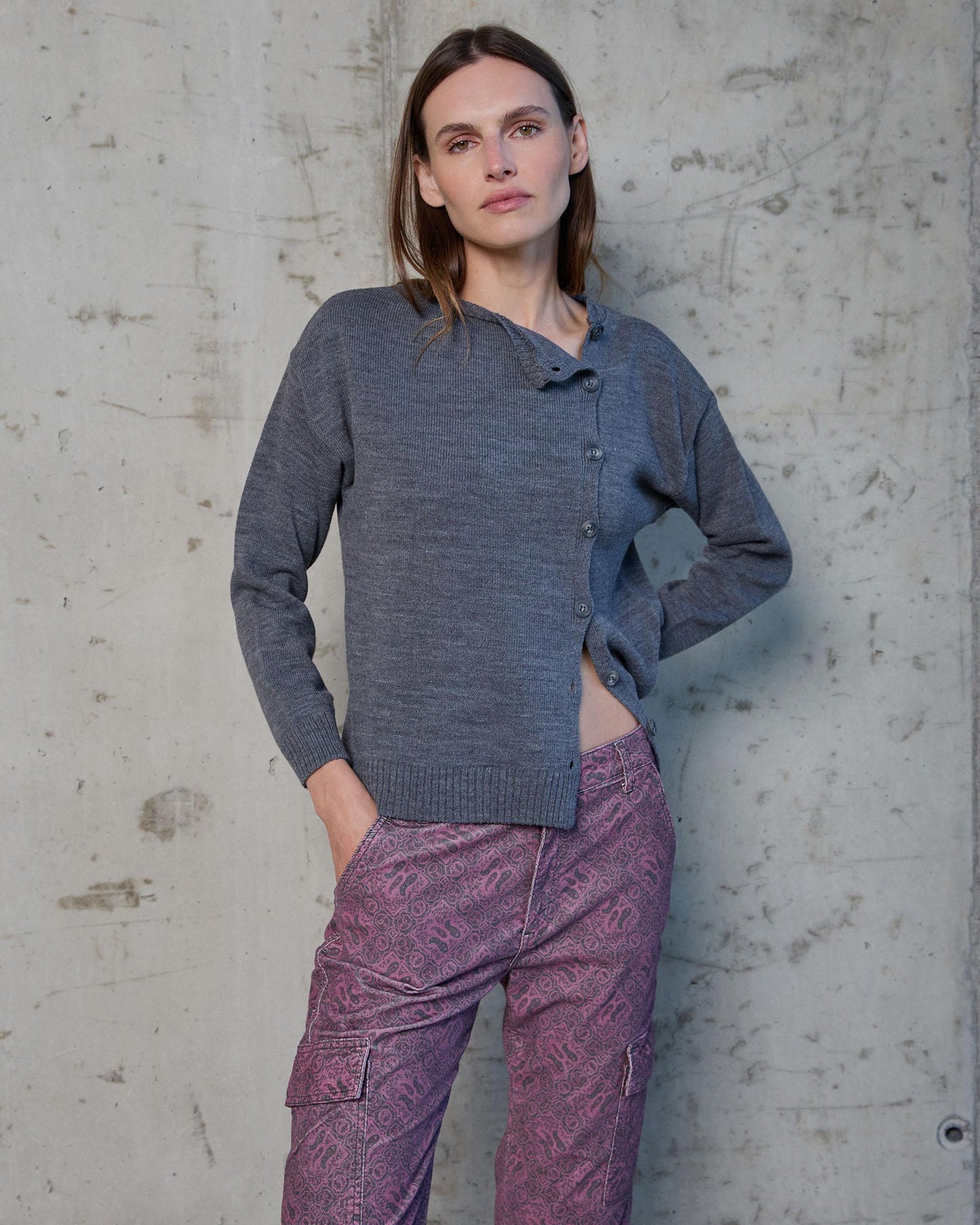 Gray Side Button Jacket