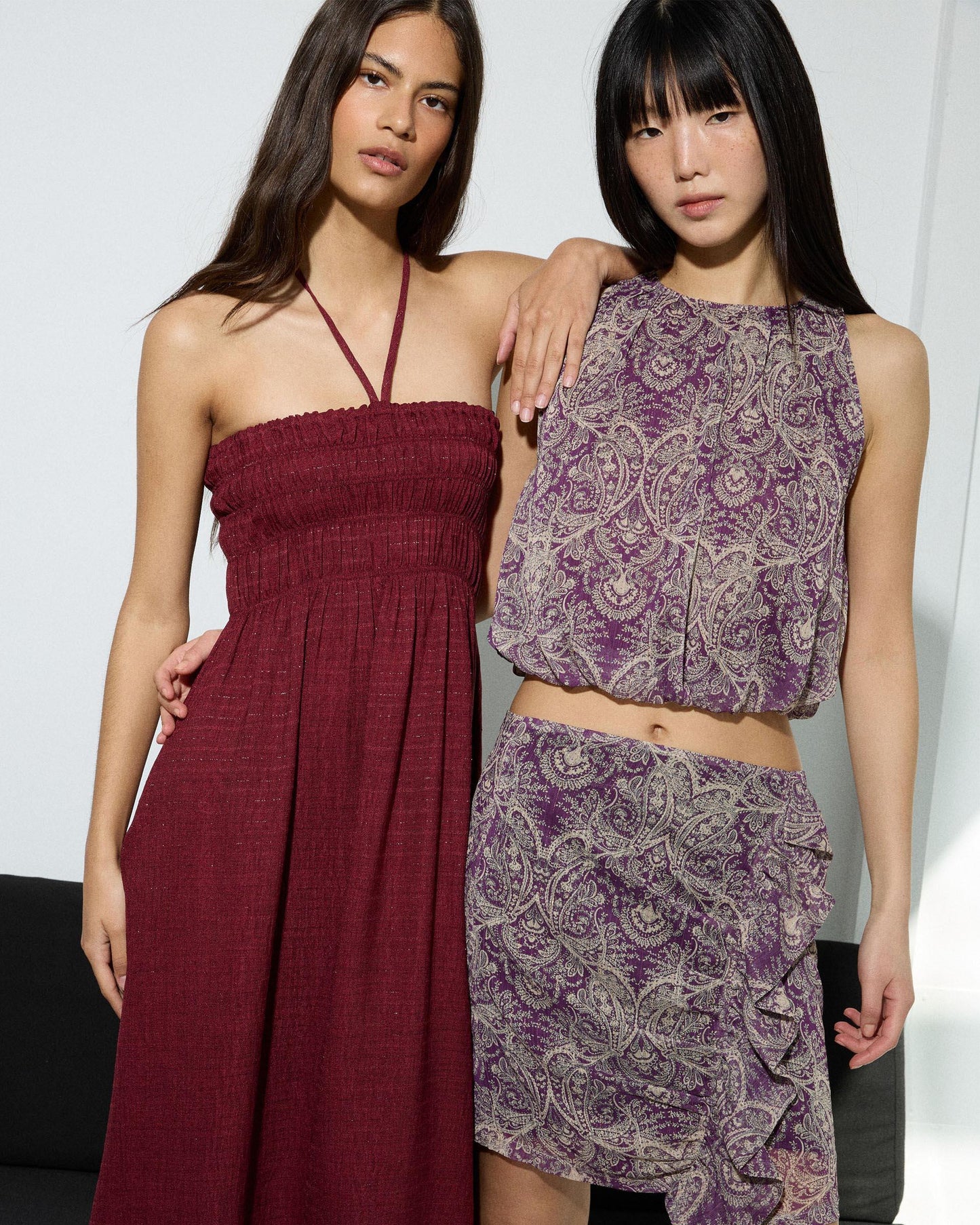 Minifalda Volante Estampado Morado