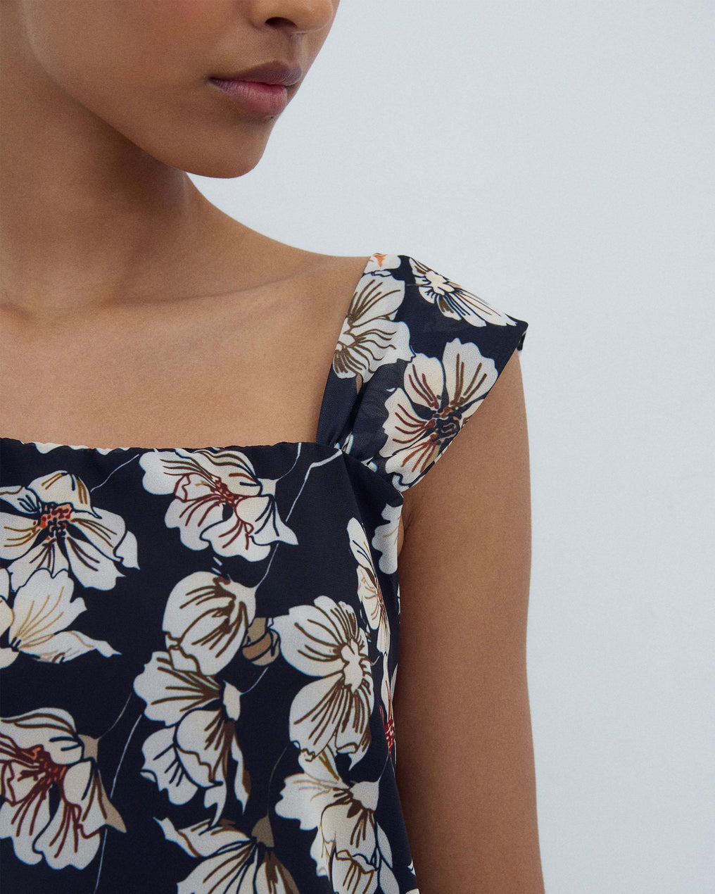 Black Printed Chiffon Cami Top