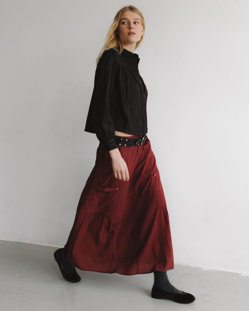 Falda Bolsillos Cargo Granate