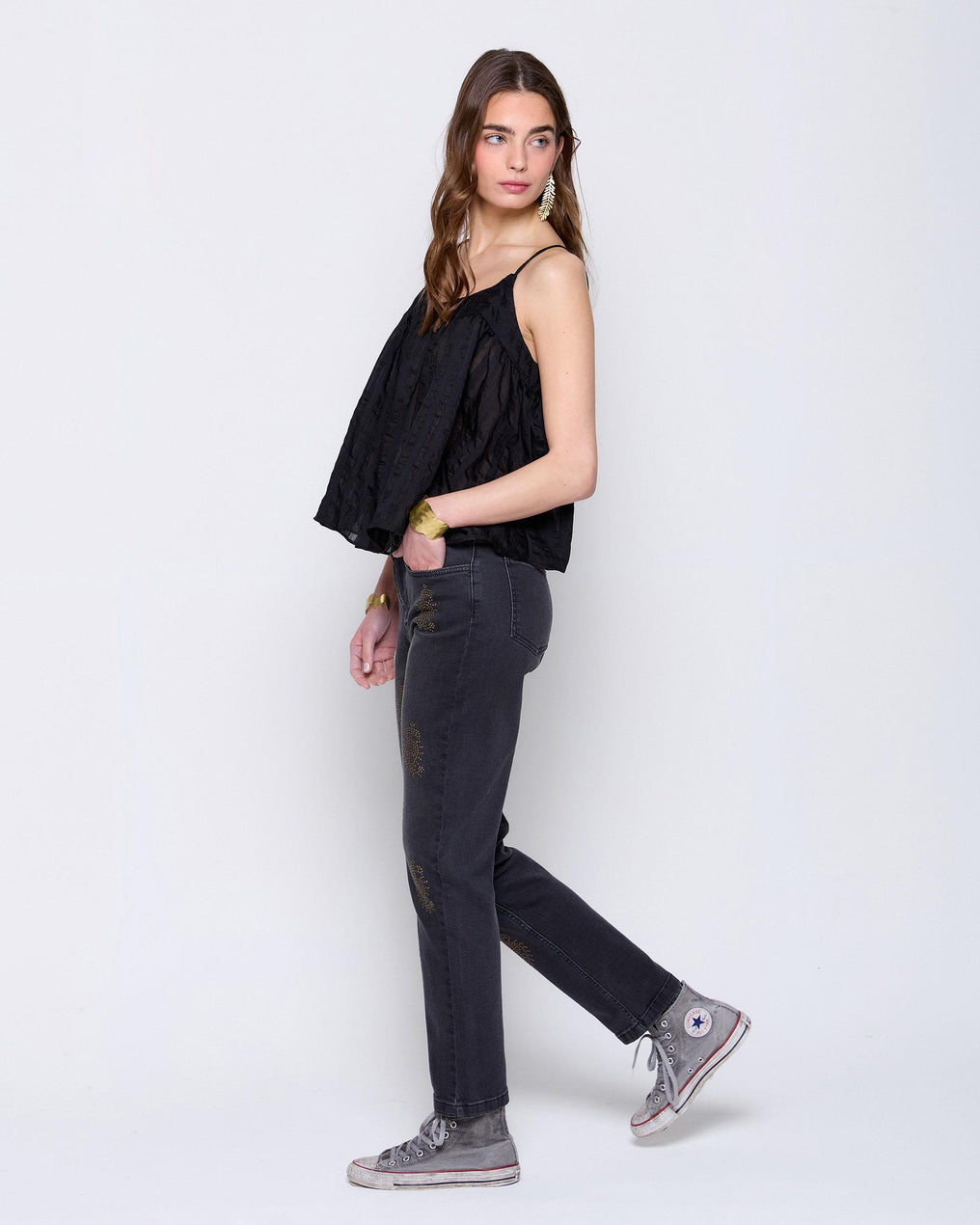 Black Back Strappy Top