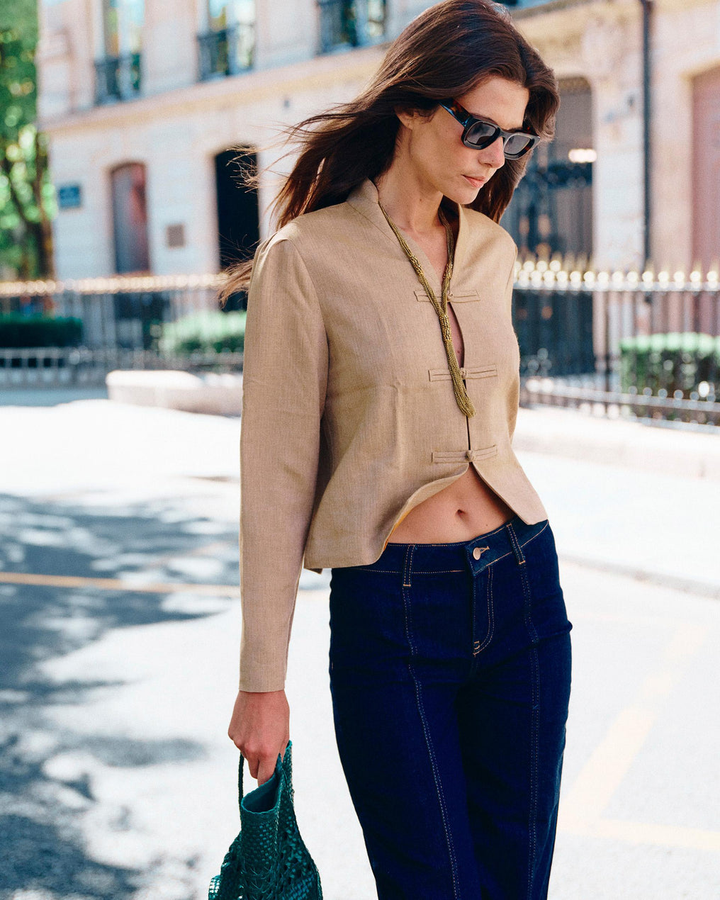 Chaqueta Corta Alamares Espiga Camel