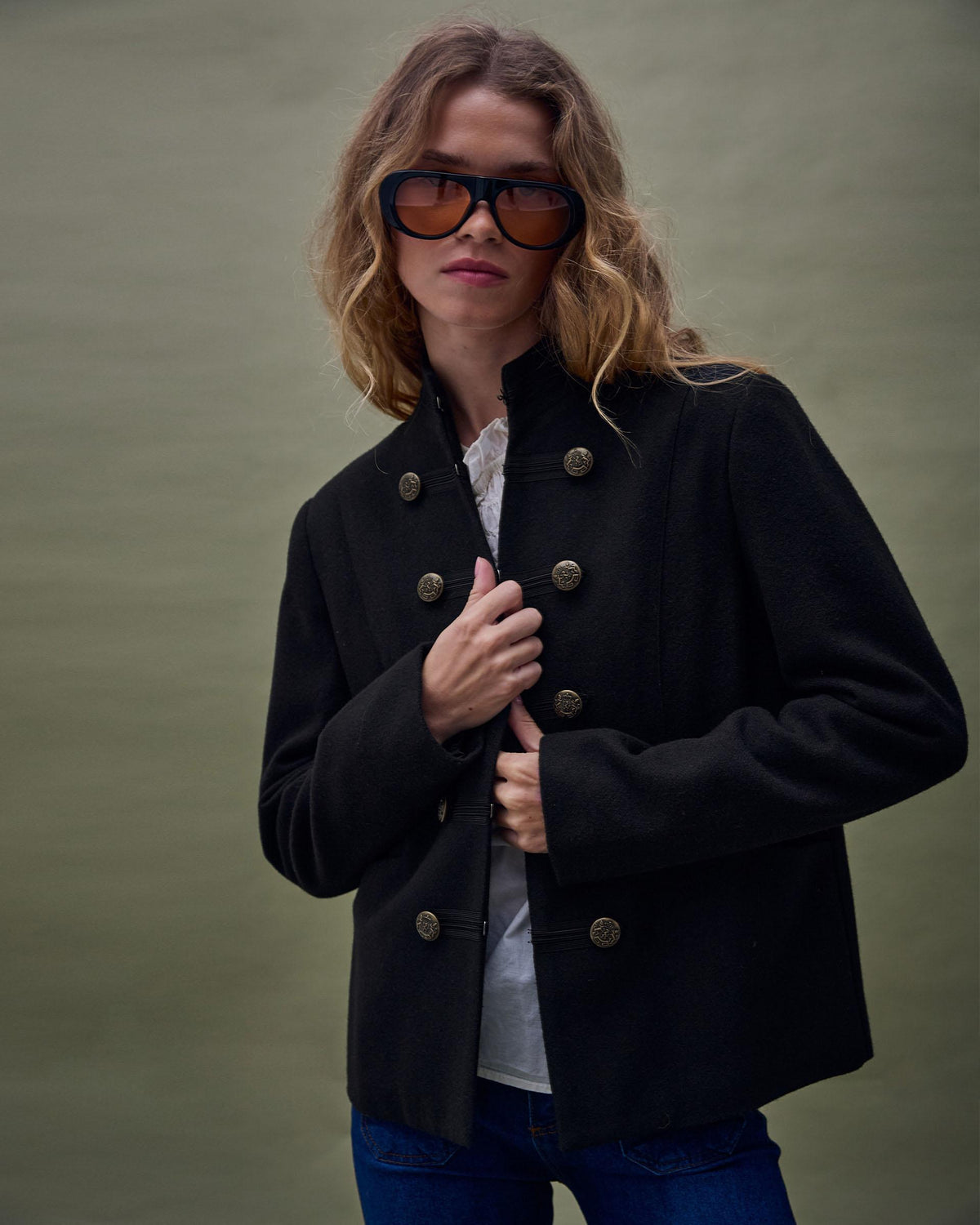 Chaqueta Botones Negro