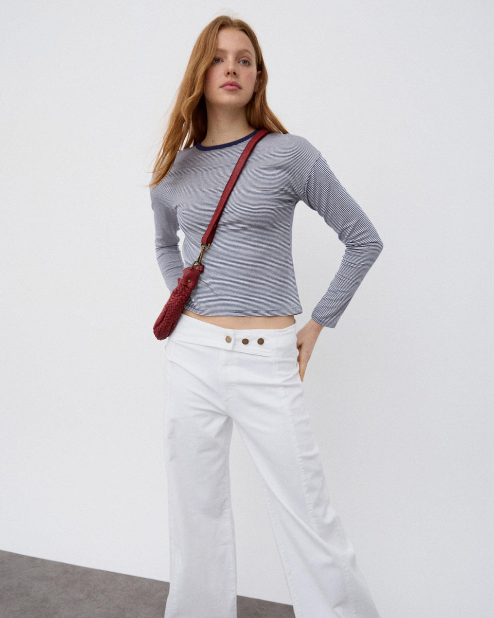 Jeans Cinturilla Pieza Botones Blanco