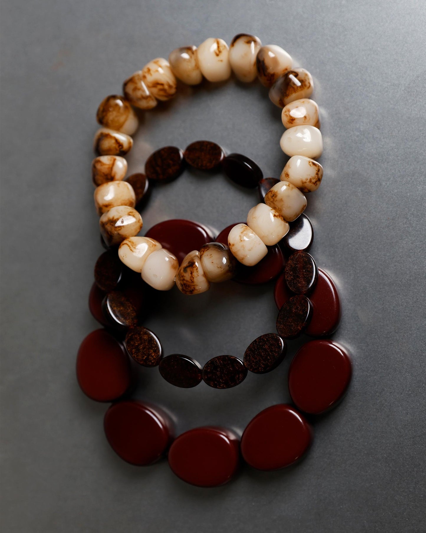 Pack Pulseras Bolitas Granate