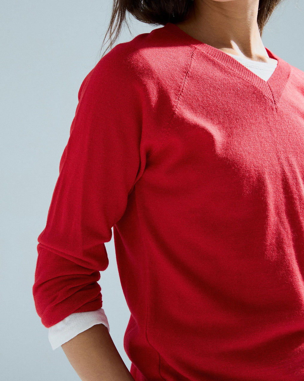 Jersey Básico Escote Pico Rojo