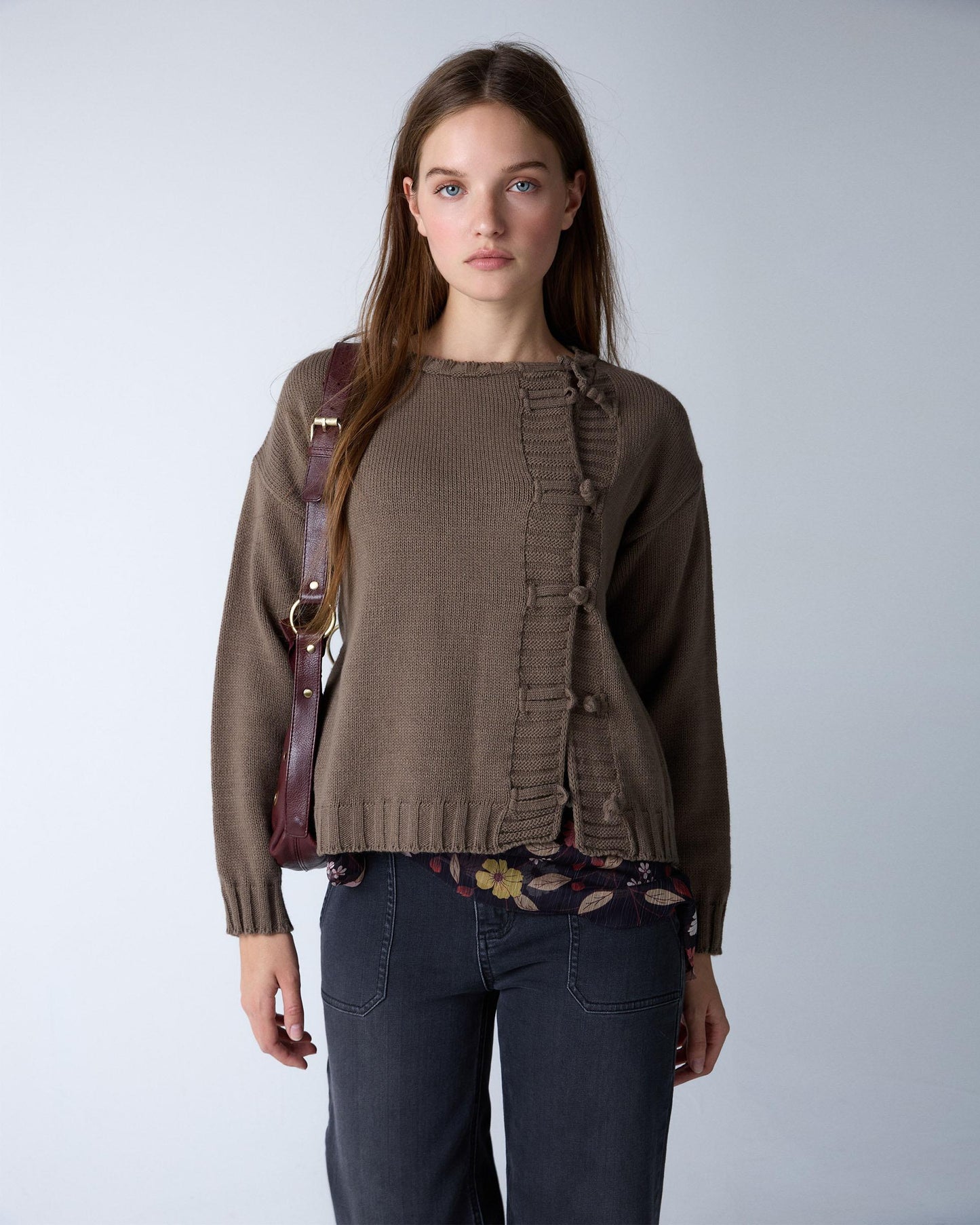 Casaco de malha japonesa taupe