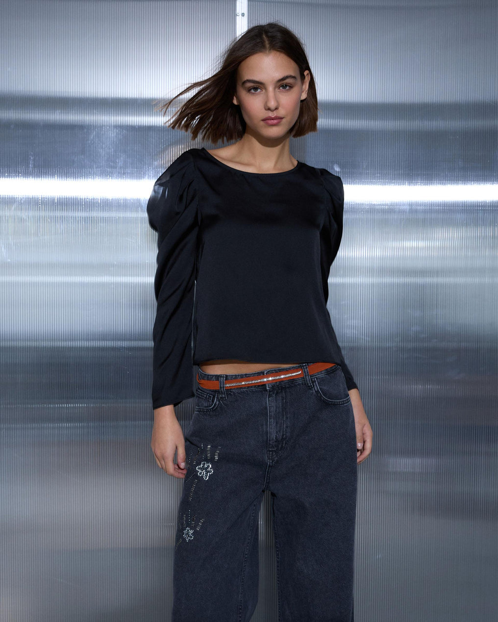 Blusa Manga Bufante Preta