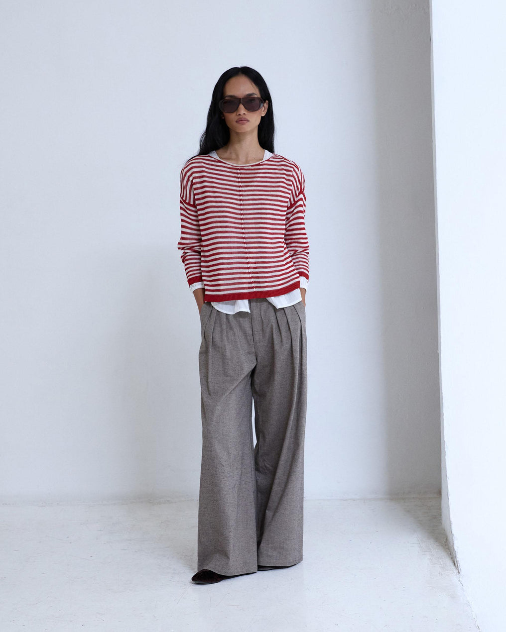 Pantalón Triple Pinza Espiga Taupe