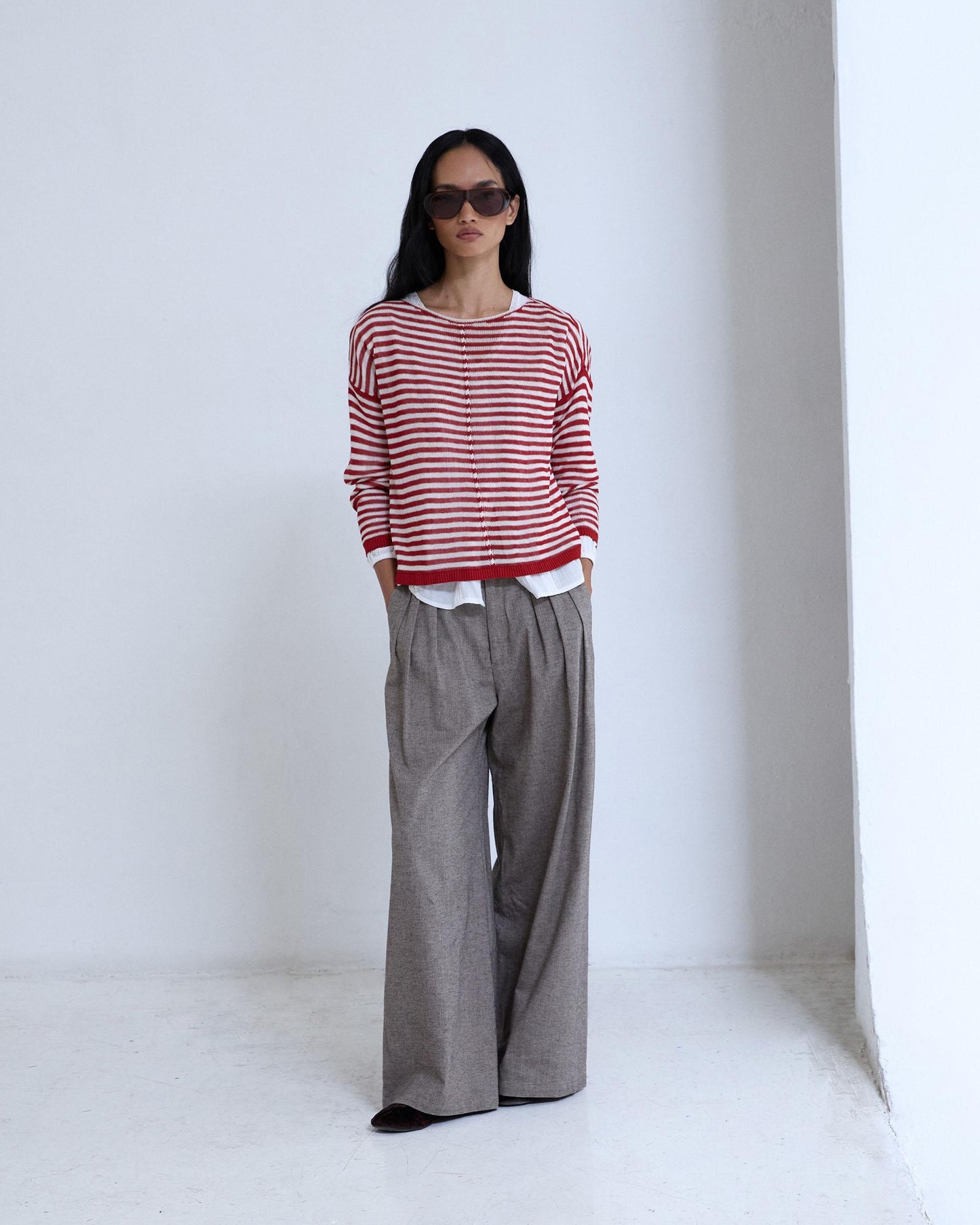 Pantalón Triple Pinza Espiga Taupe