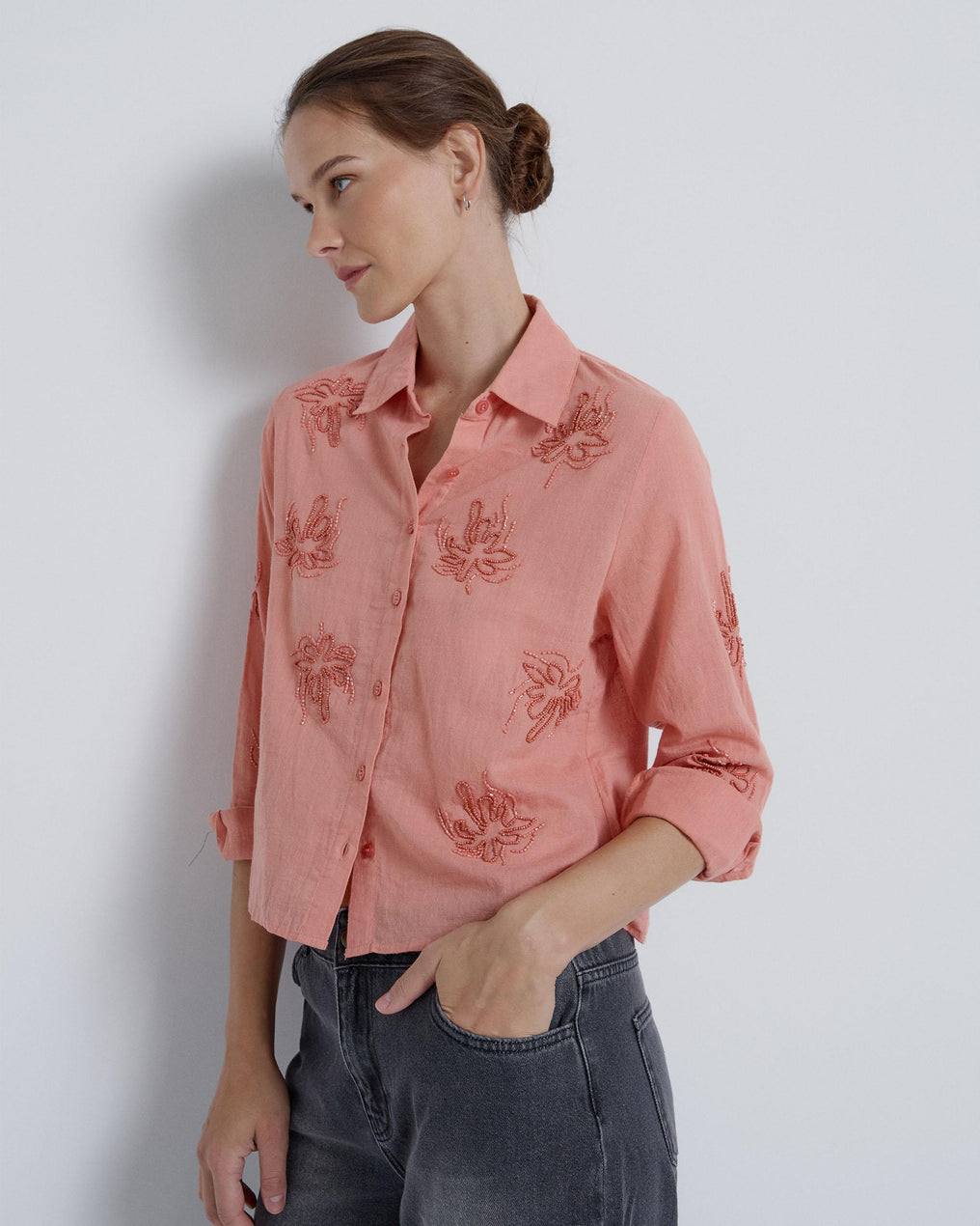 Blusa Abalorios Coral