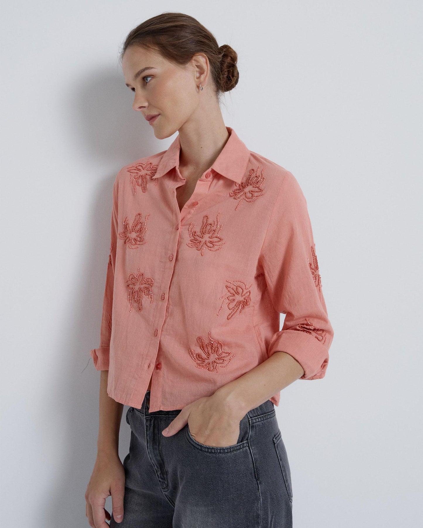 Blusa Abalorios Coral