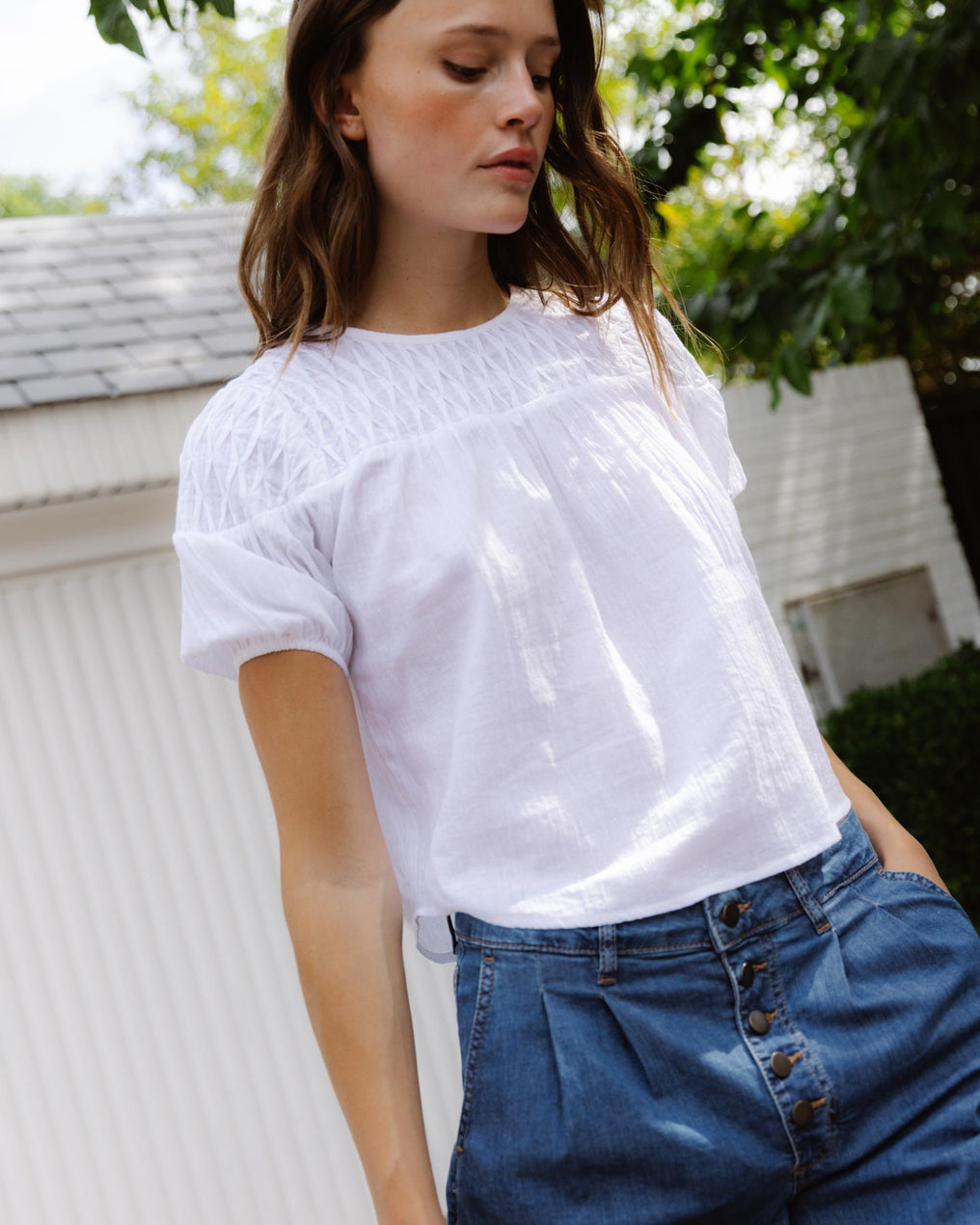 White Yoke Detail Blouse