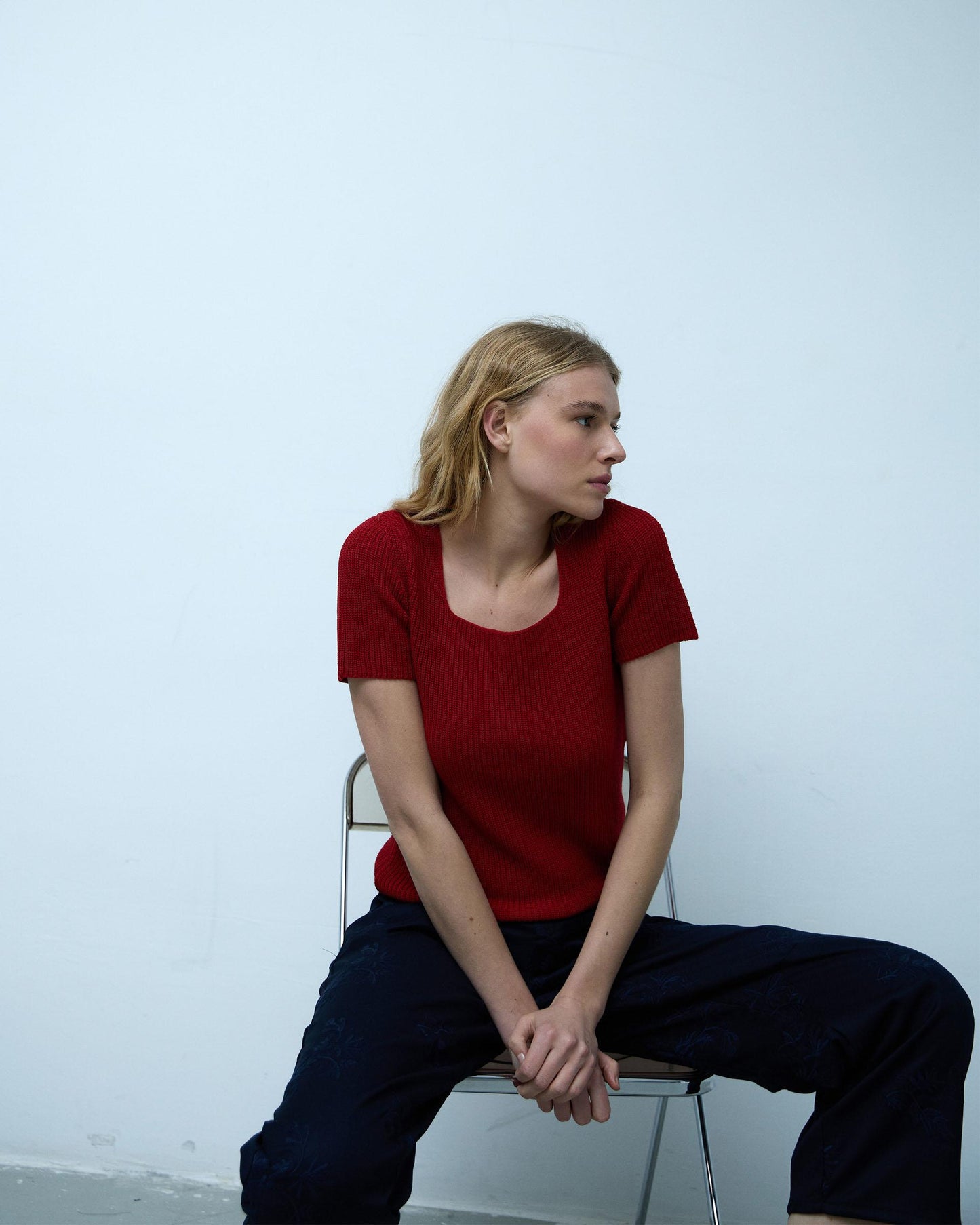 Top Punto Escote Cuadrado Rojo