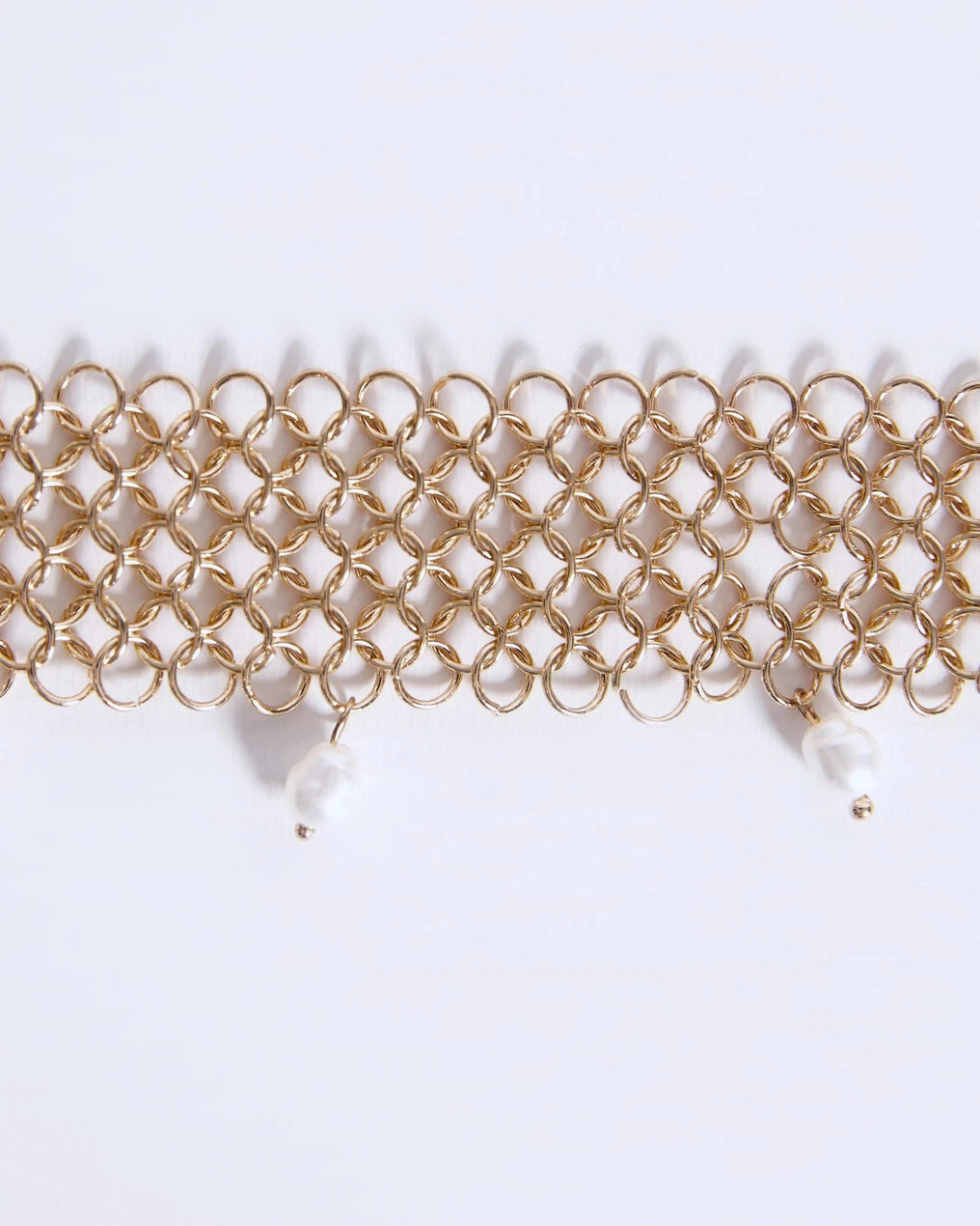 Choker Rejilla Perlas Oro